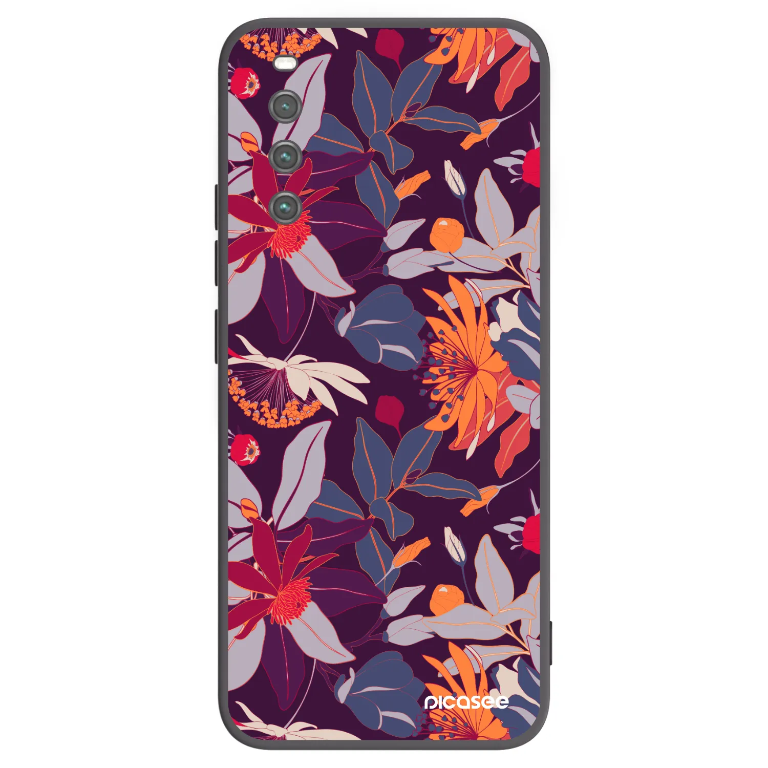 Picasee silikonowe czarne etui na Sony Xperia 10 IV 5G - Purple Leaf