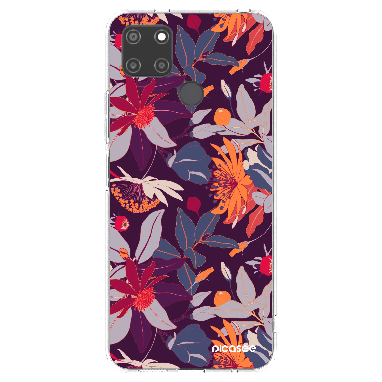 Picasee silikonowe przeźroczyste etui na Realme C21Y - Purple Leaf