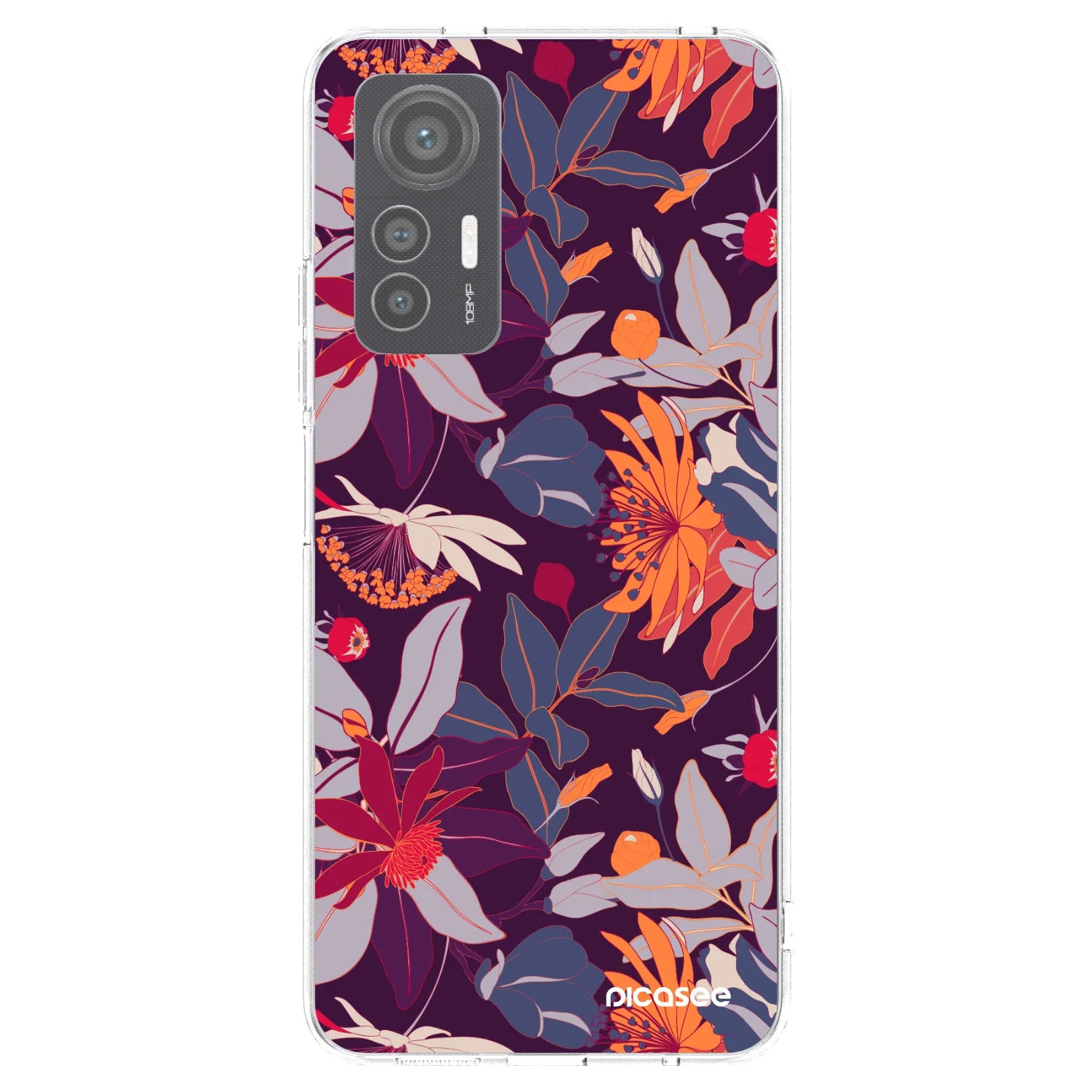 Picasee silikonowe przeźroczyste etui na Xiaomi 12 Lite - Purple Leaf