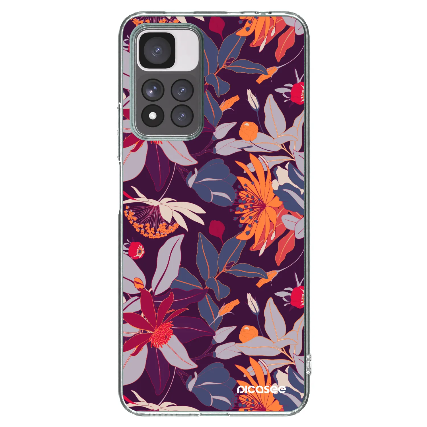 Picasee silikonowe przeźroczyste etui na Xiaomi Redmi Note 11 Pro+ 5G - Purple Leaf