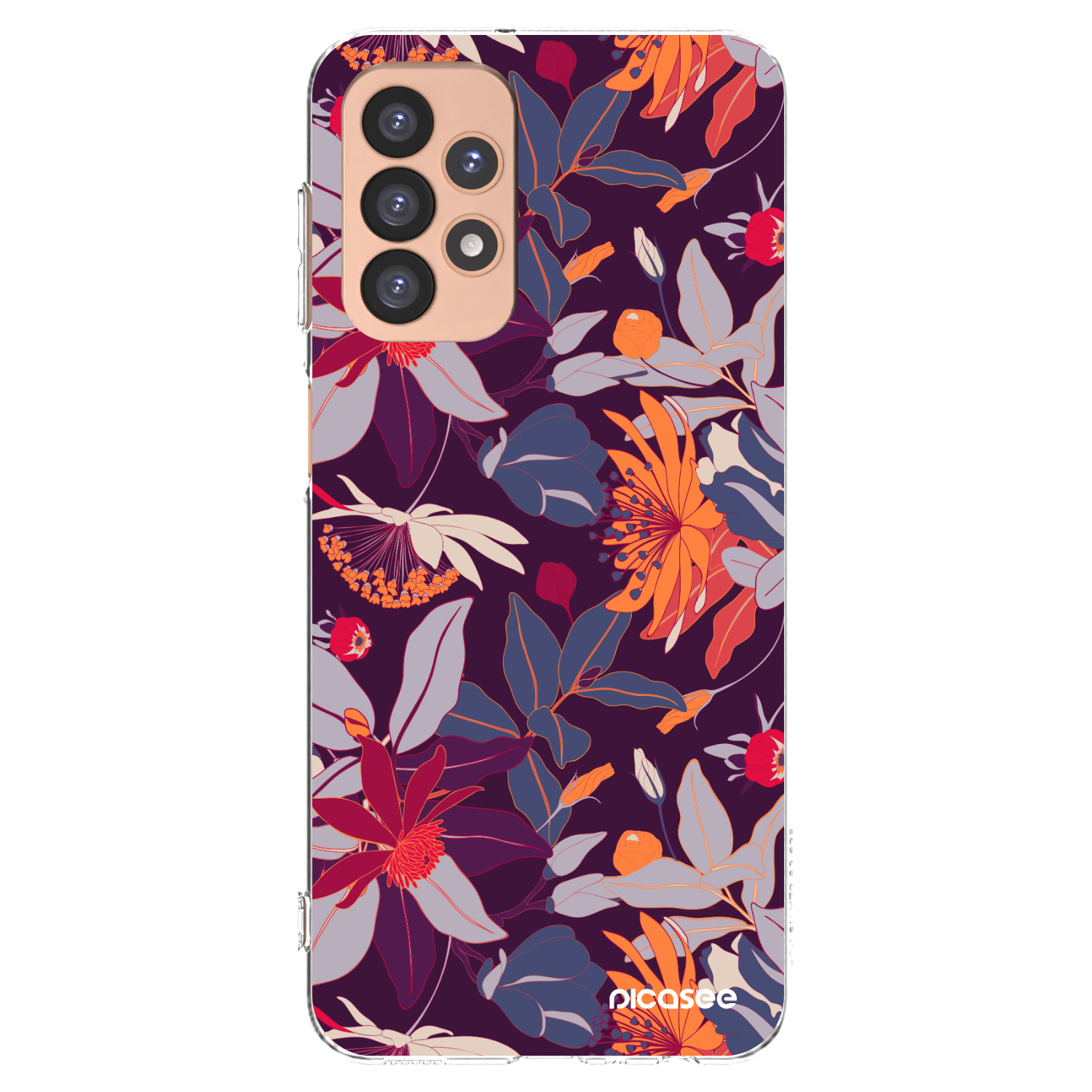 Picasee silikonowe przeźroczyste etui na Samsung Galaxy A23 A236B 5G - Purple Leaf