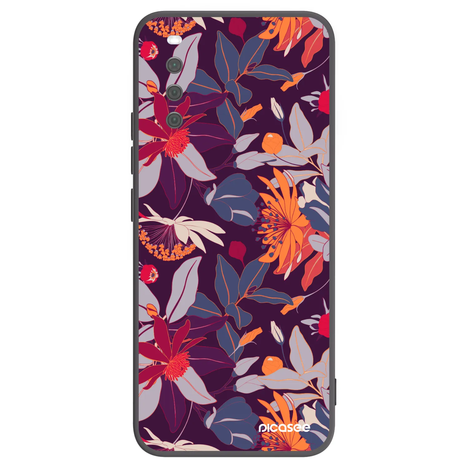 Picasee silikonowe czarne etui na Sony Xperia 10 III - Purple Leaf