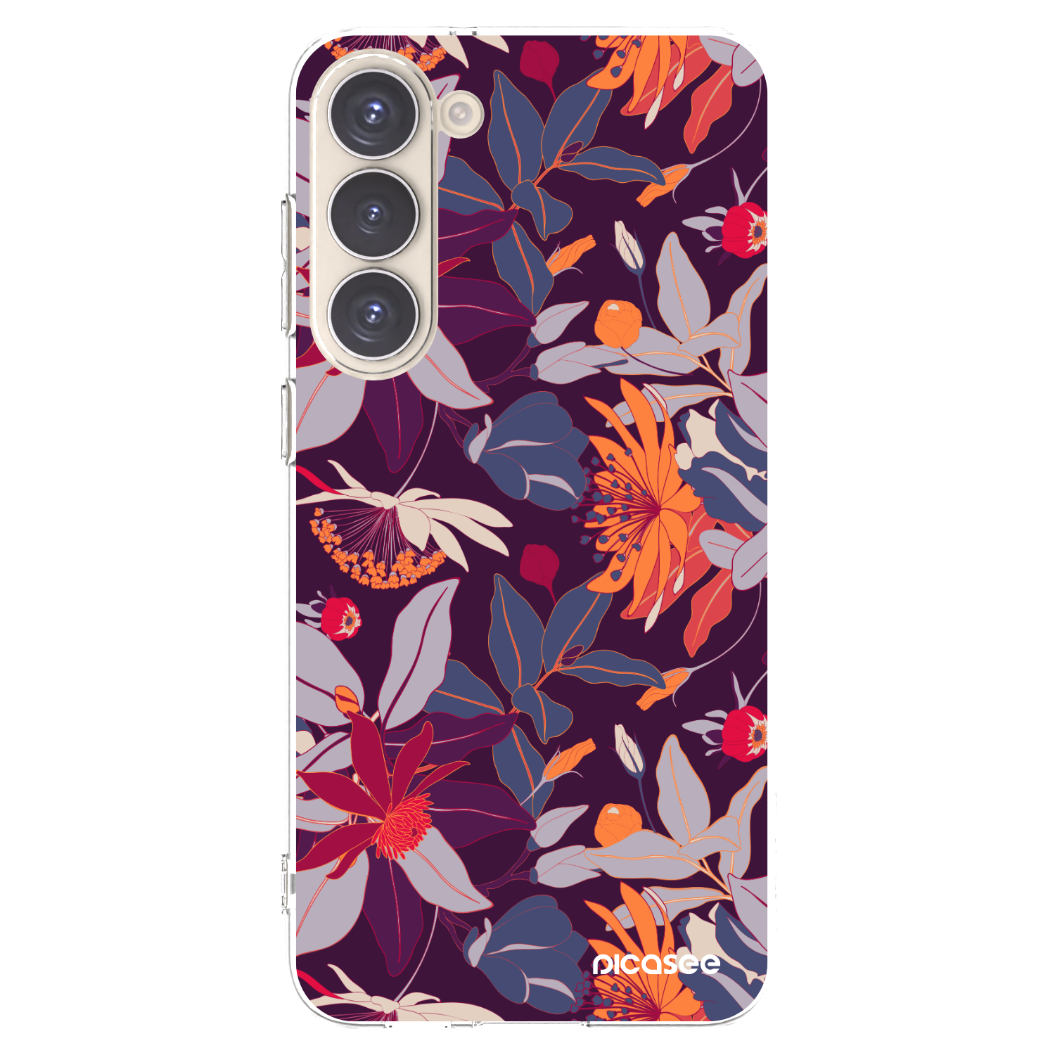 Picasee silikonowe przeźroczyste etui na Samsung Galaxy S23+ 5G - Purple Leaf