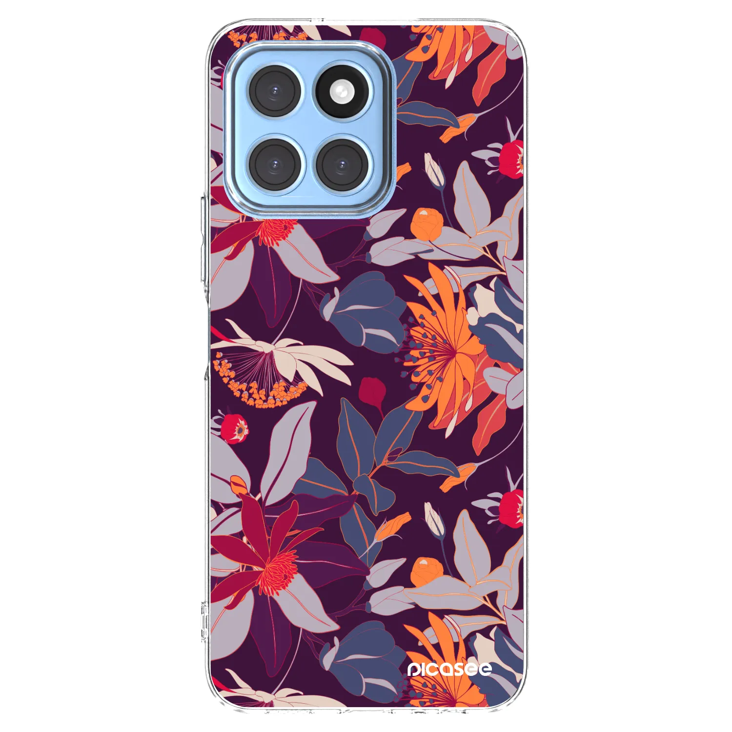 Picasee silikonowe przeźroczyste etui na Honor X8 5G - Purple Leaf