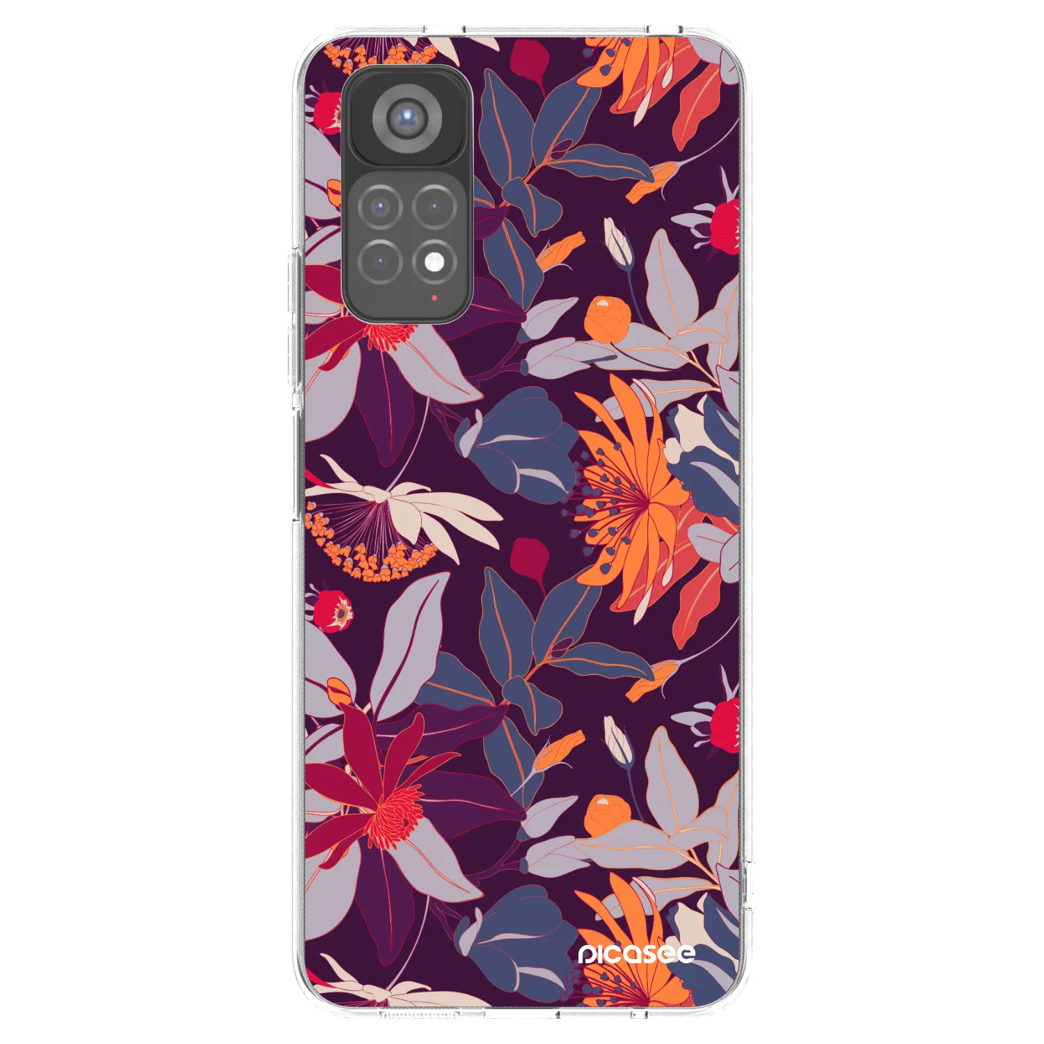 Picasee silikonowe przeźroczyste etui na Xiaomi Redmi Note 11S 5G - Purple Leaf