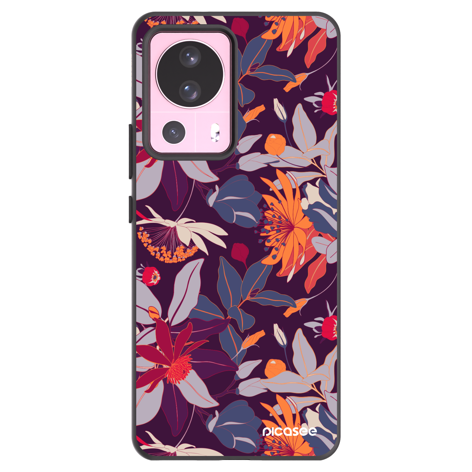 Picasee silikonowe czarne etui na Xiaomi 13 Lite - Purple Leaf