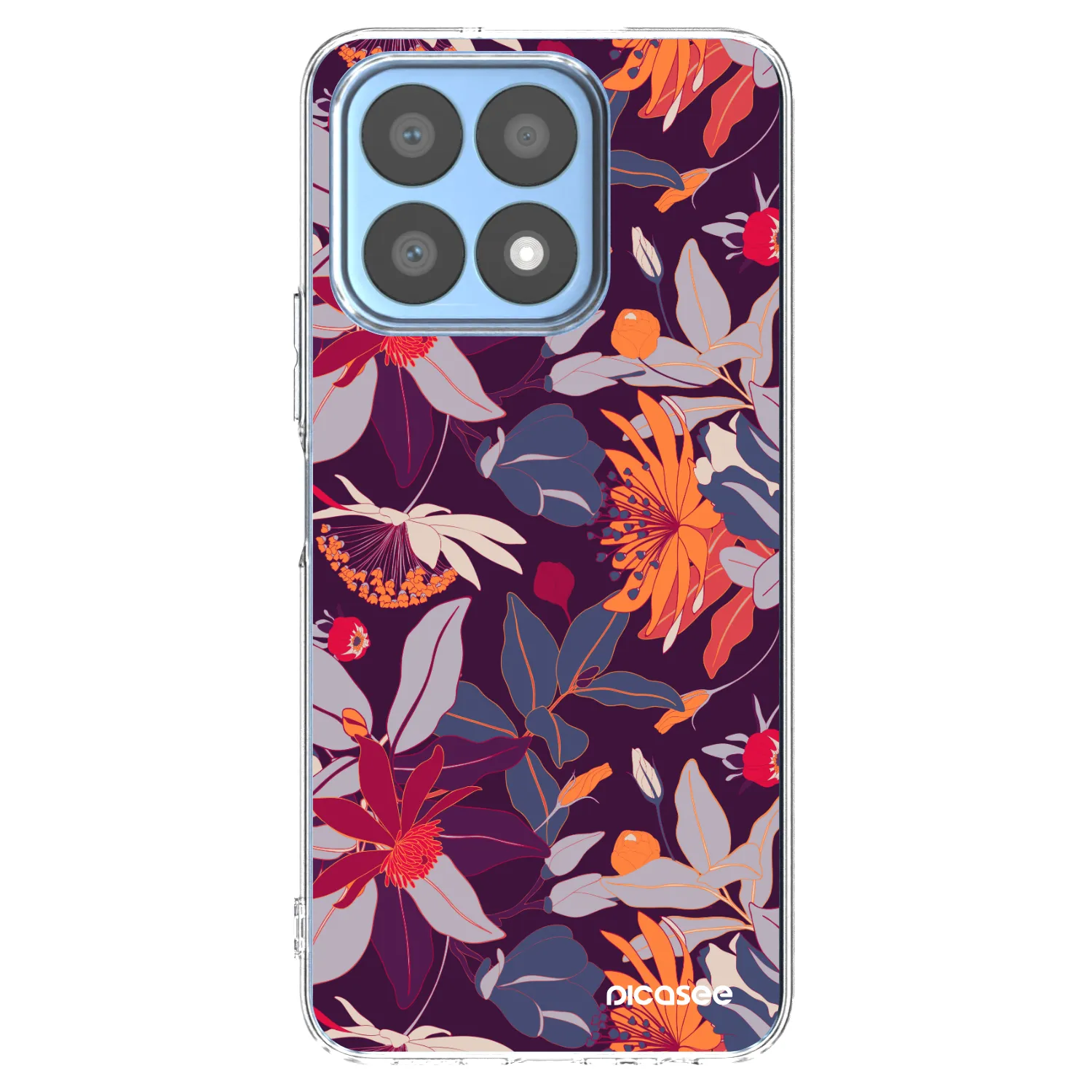 Picasee silikonowe przeźroczyste etui na Honor X8a - Purple Leaf
