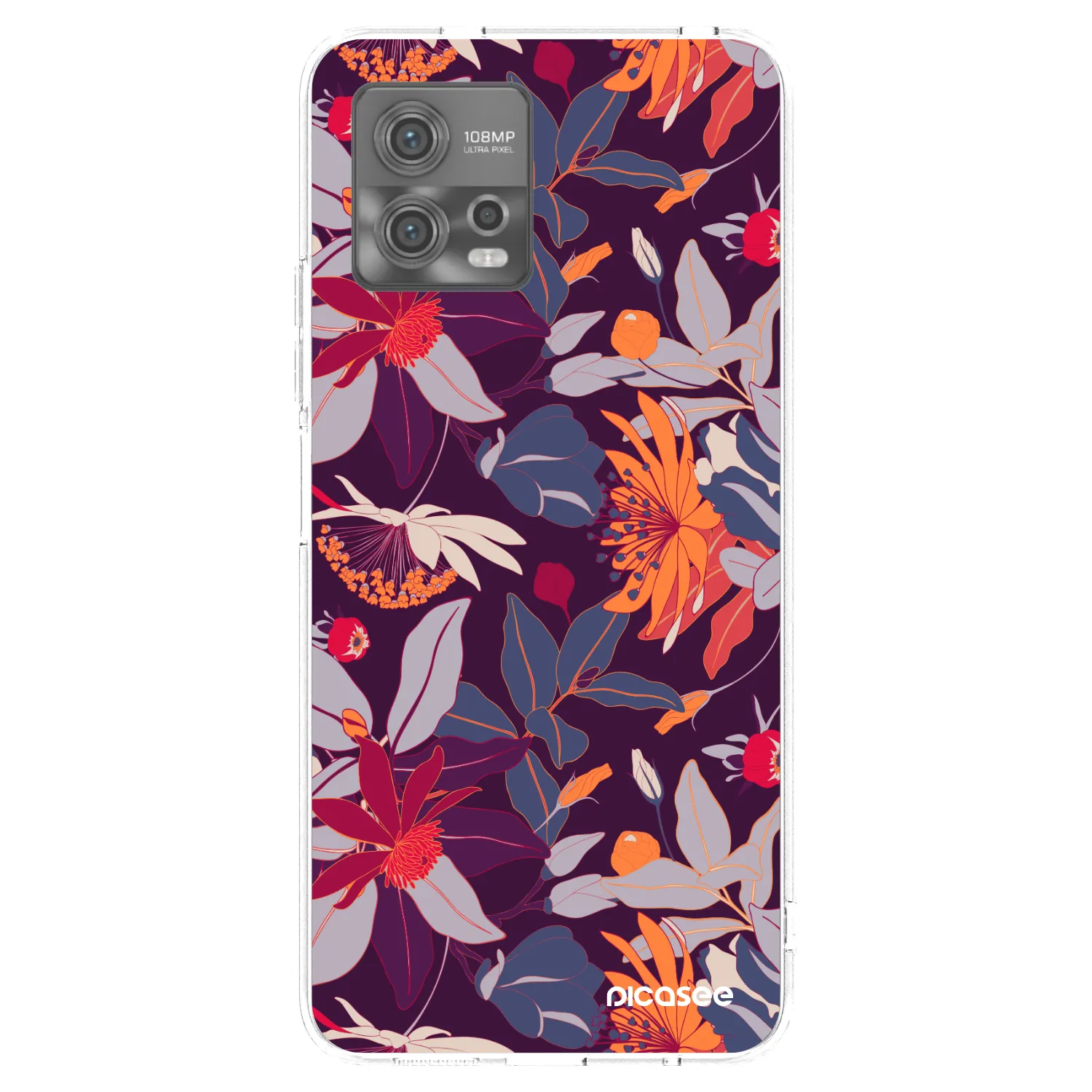 Picasee silikonowe przeźroczyste etui na Motorola Moto G72 - Purple Leaf