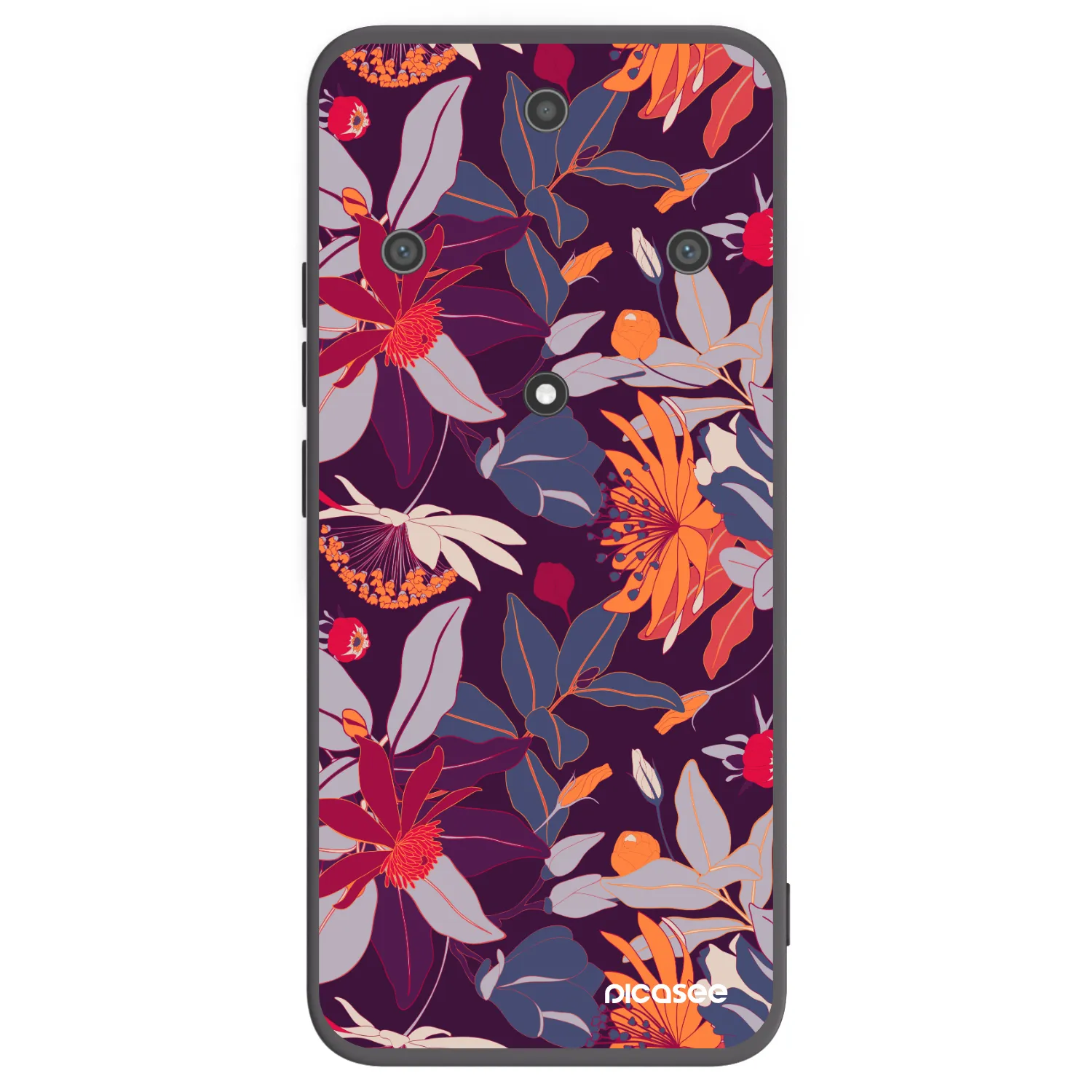 Picasee silikonowe czarne etui na Honor Magic5 Lite 5G - Purple Leaf