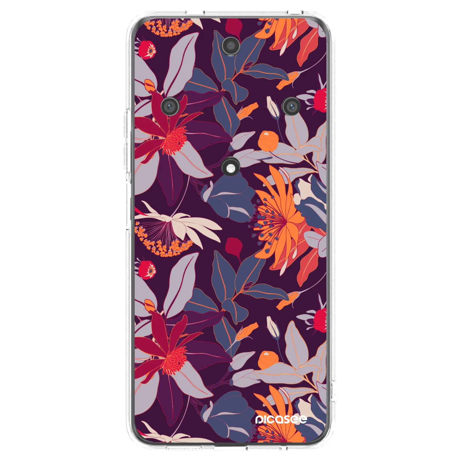 Picasee silikonowe przeźroczyste etui na Honor Magic5 Lite 5G - Purple Leaf