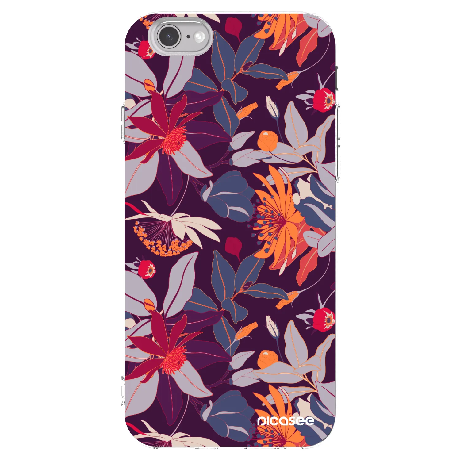 Picasee silikonowe przeźroczyste etui na Apple iPhone 6/6S - Purple Leaf