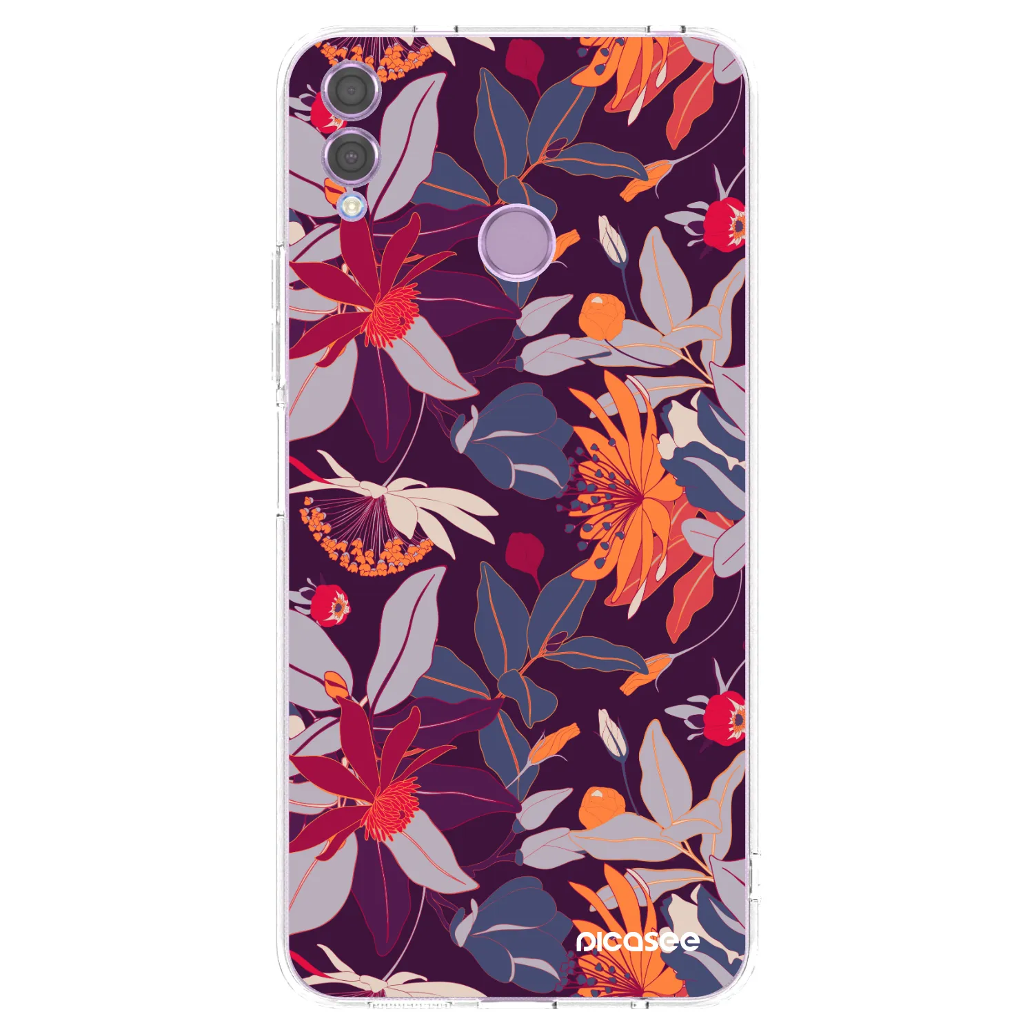Picasee silikonowe przeźroczyste etui na Honor 8X - Purple Leaf