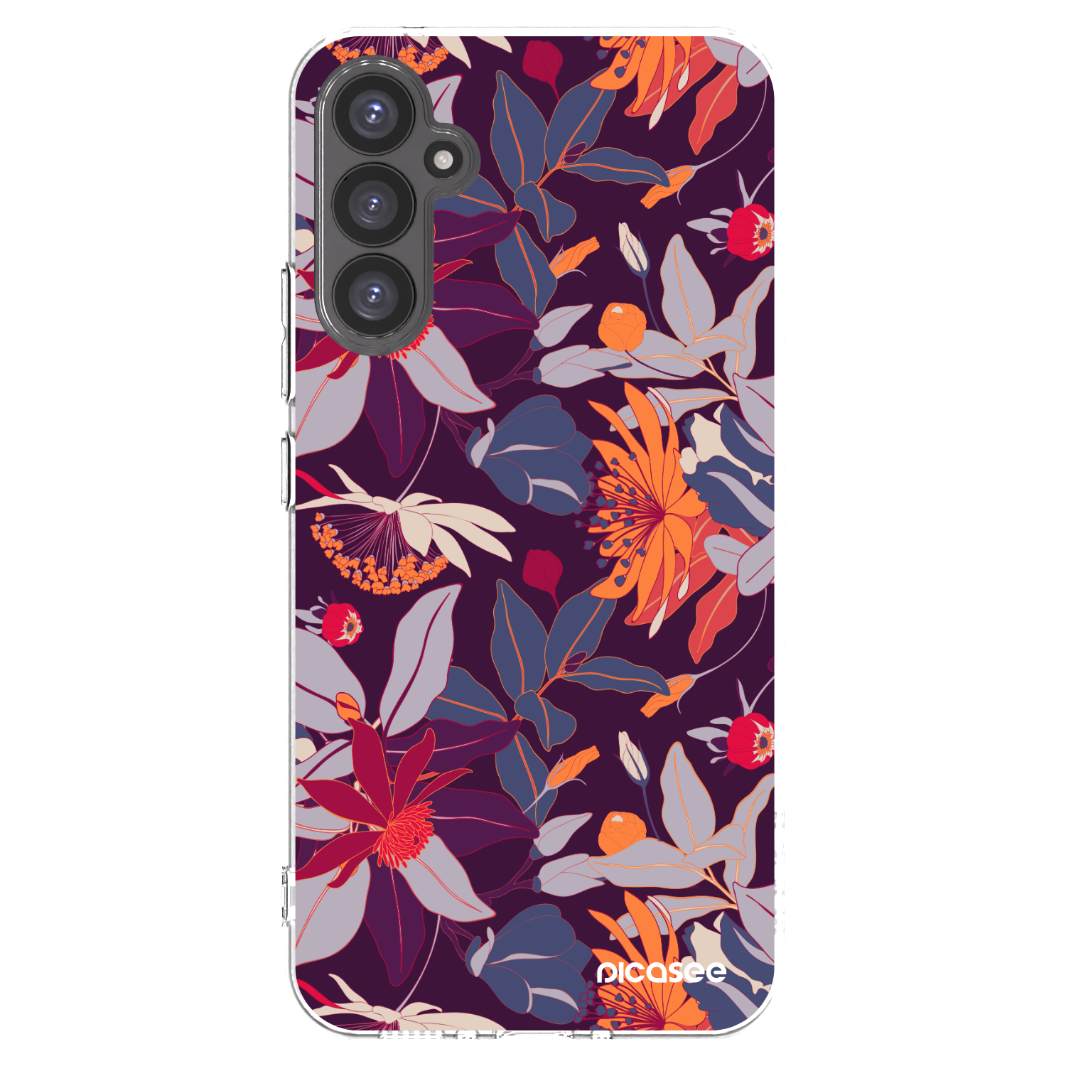 Picasee silikonowe przeźroczyste etui na Samsung Galaxy A34 5G A346B - Purple Leaf