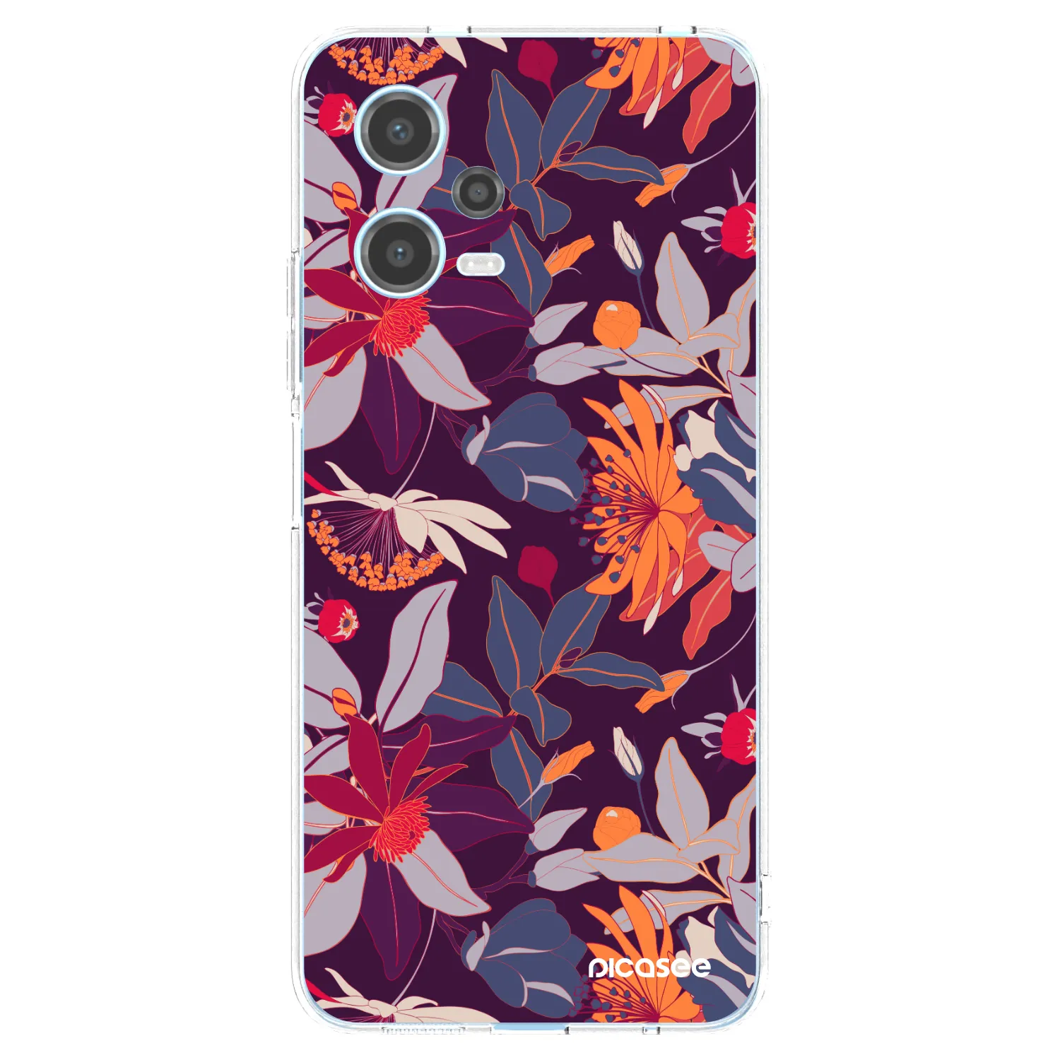 Picasee silikonowe przeźroczyste etui na Xiaomi Redmi Note 12 5G - Purple Leaf