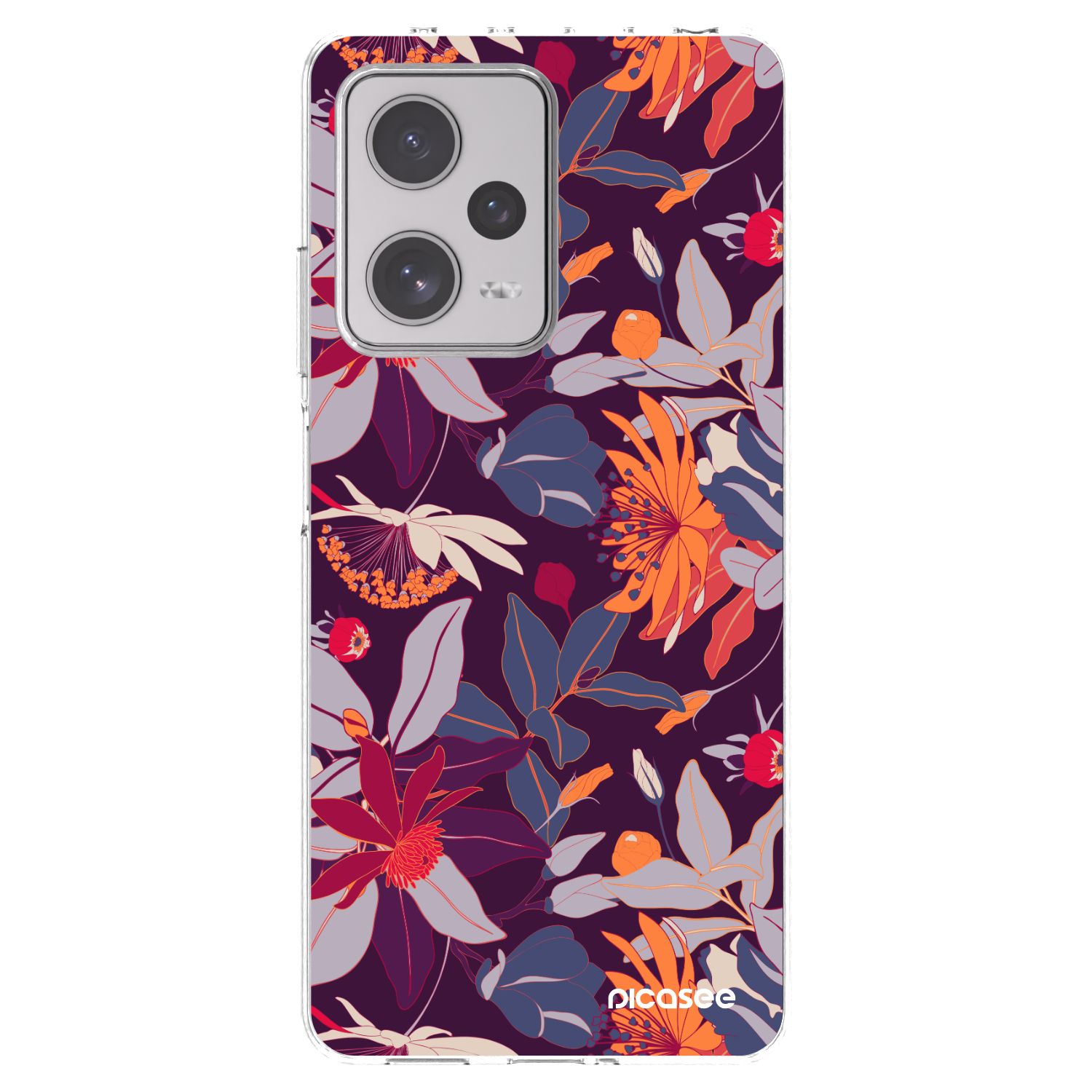 Picasee silikonowe przeźroczyste etui na Xiaomi Redmi Note 12 Pro+ 5G - Purple Leaf