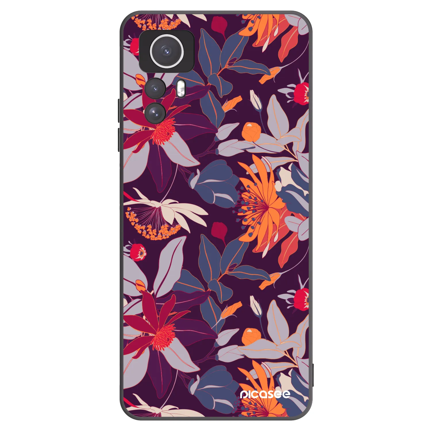 Picasee silikonowe czarne etui na Xiaomi Redmi Note 12S - Purple Leaf