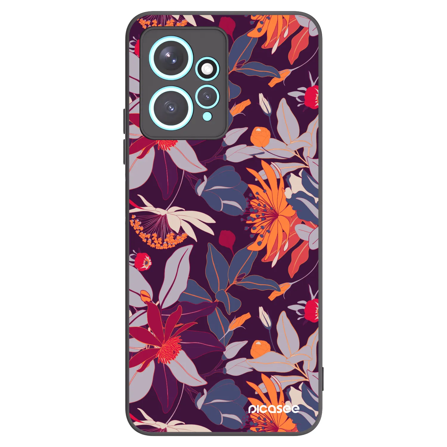 Picasee silikonowe czarne etui na Xiaomi Redmi Note 12 4G - Purple Leaf