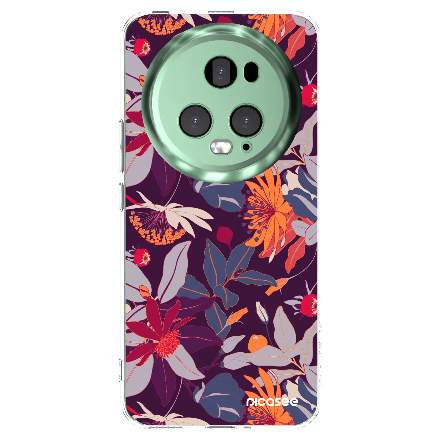Picasee silikonowe przeźroczyste etui na Honor Magic5 Pro - Purple Leaf