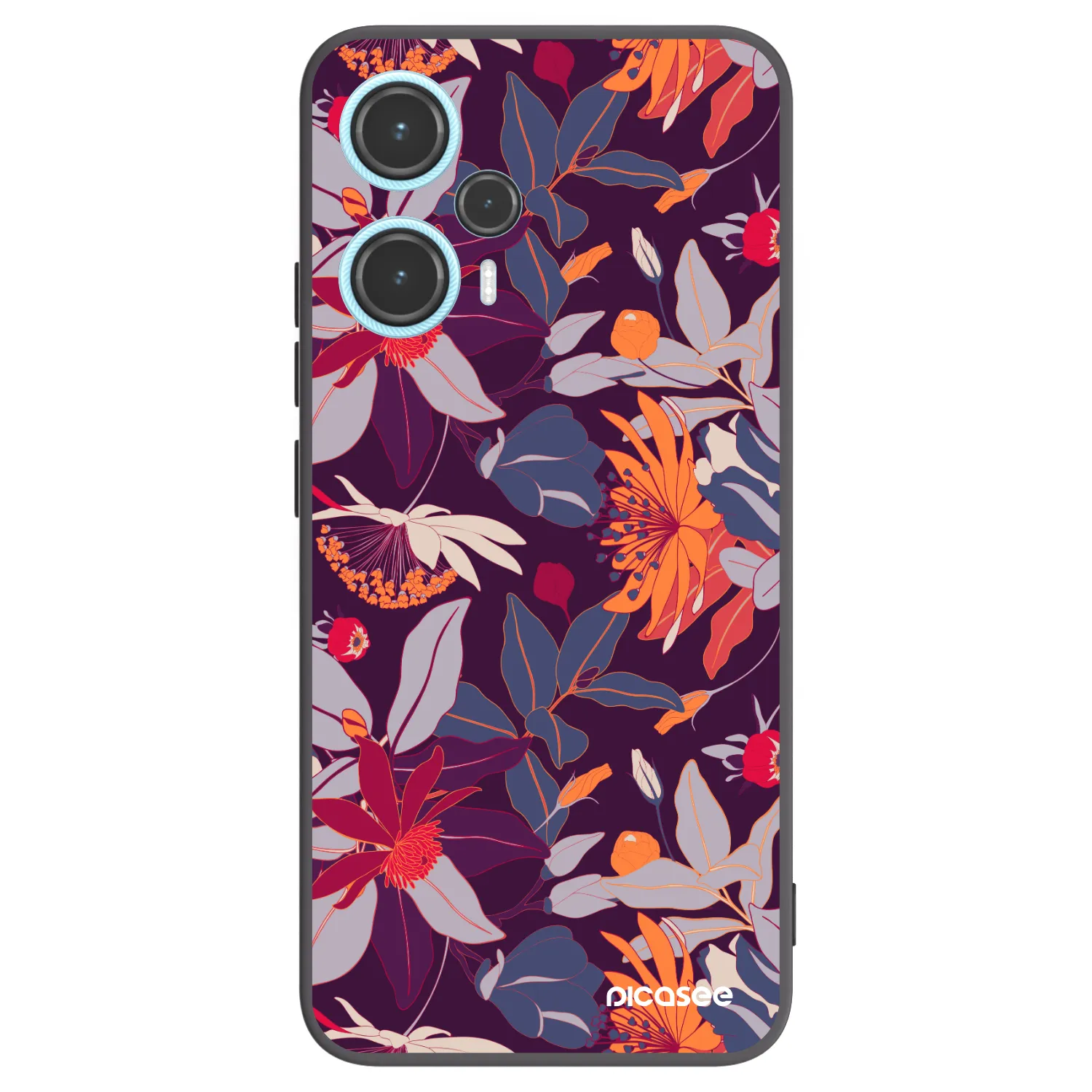 Picasee silikonowe czarne etui na Xiaomi Poco F5 - Purple Leaf