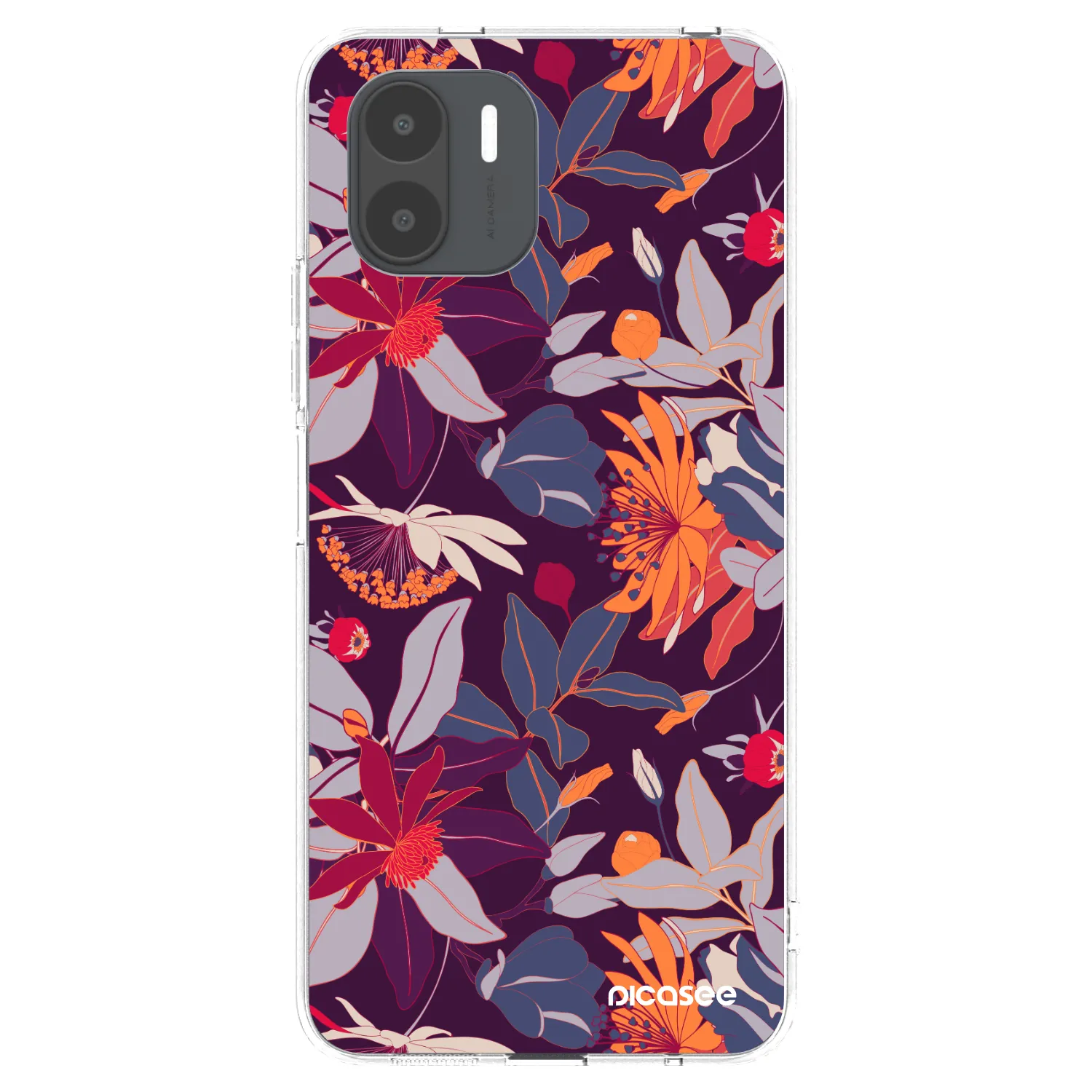 Picasee silikonowe przeźroczyste etui na Xiaomi Redmi A2 - Purple Leaf