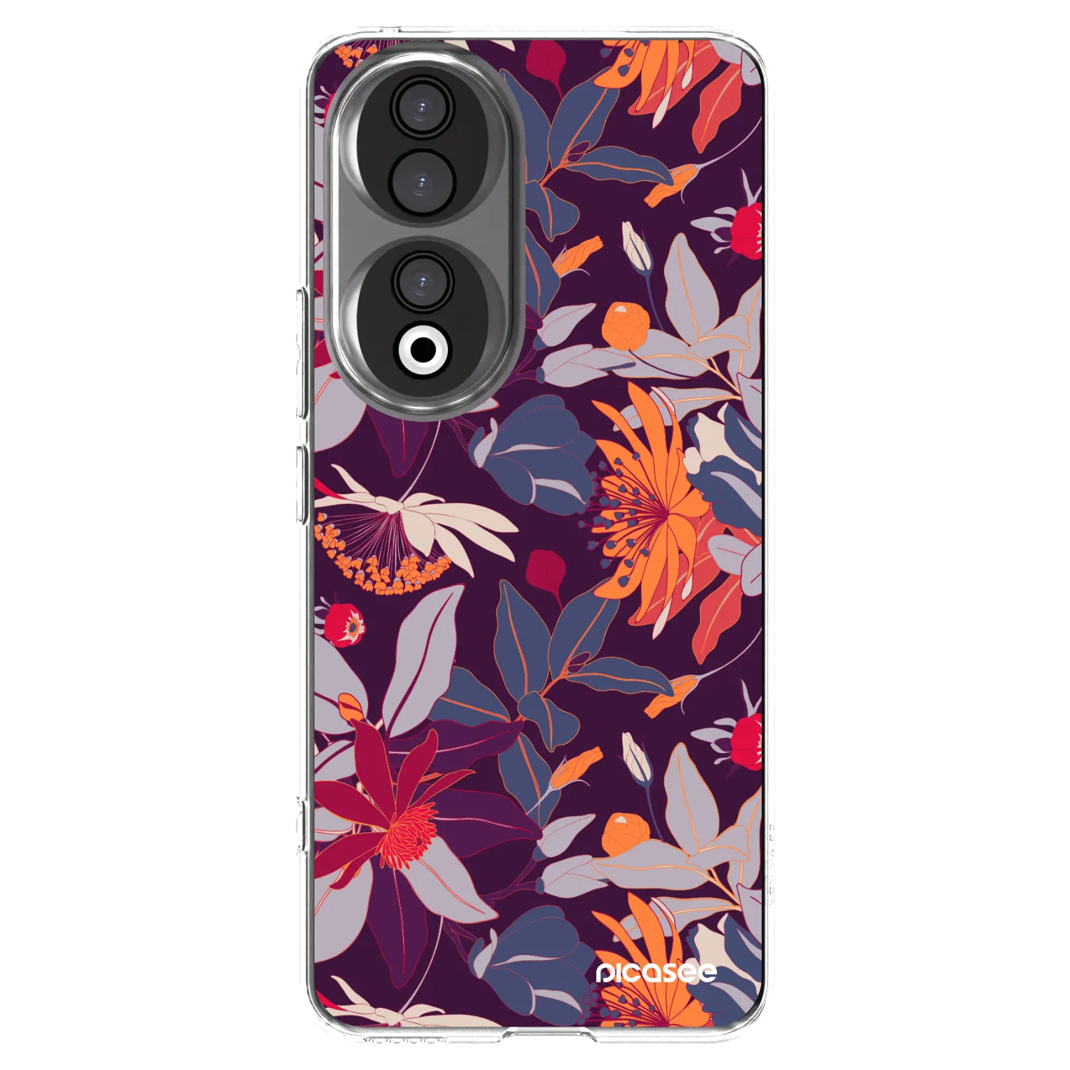 Picasee silikonowe przeźroczyste etui na Honor 90 5G - Purple Leaf