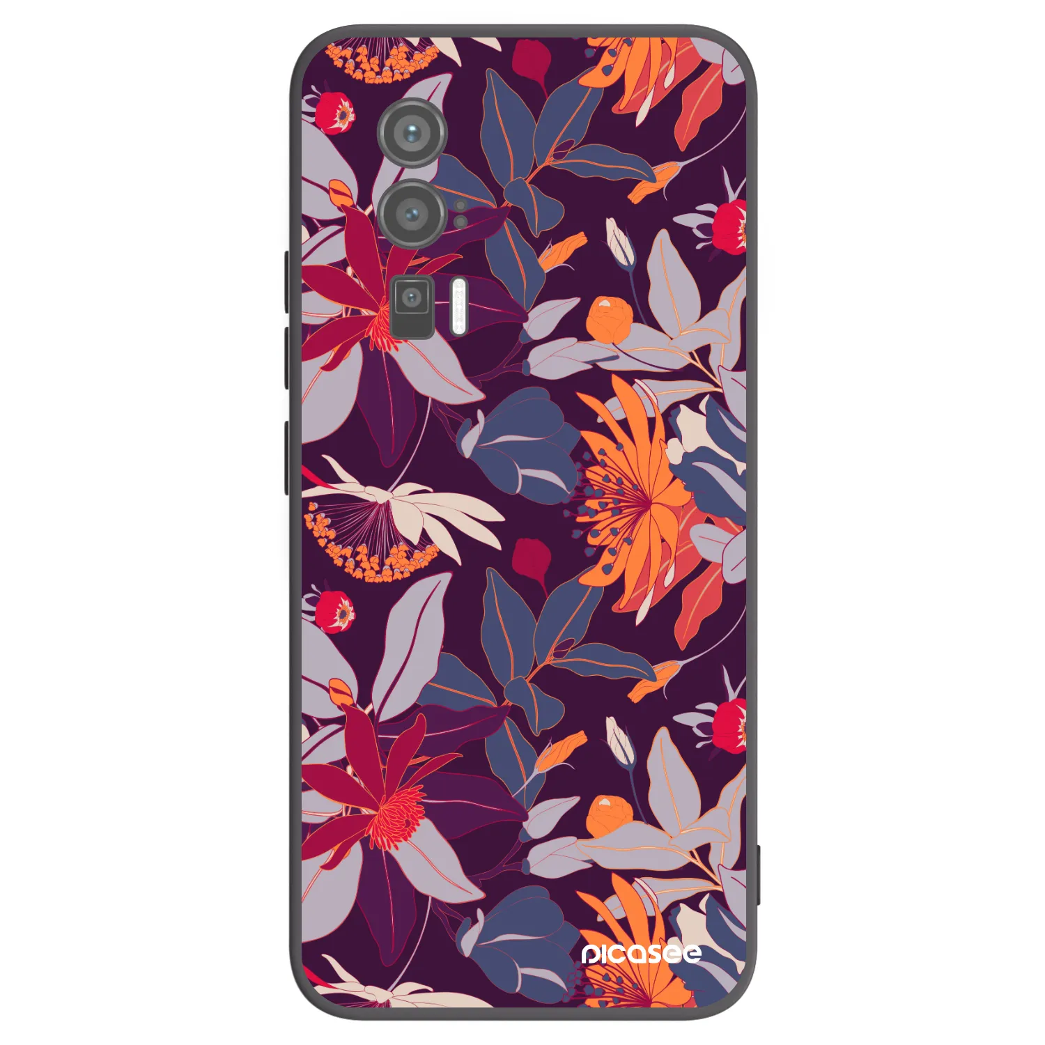 Picasee silikonowe czarne etui na Xiaomi Poco F5 Pro 5G - Purple Leaf