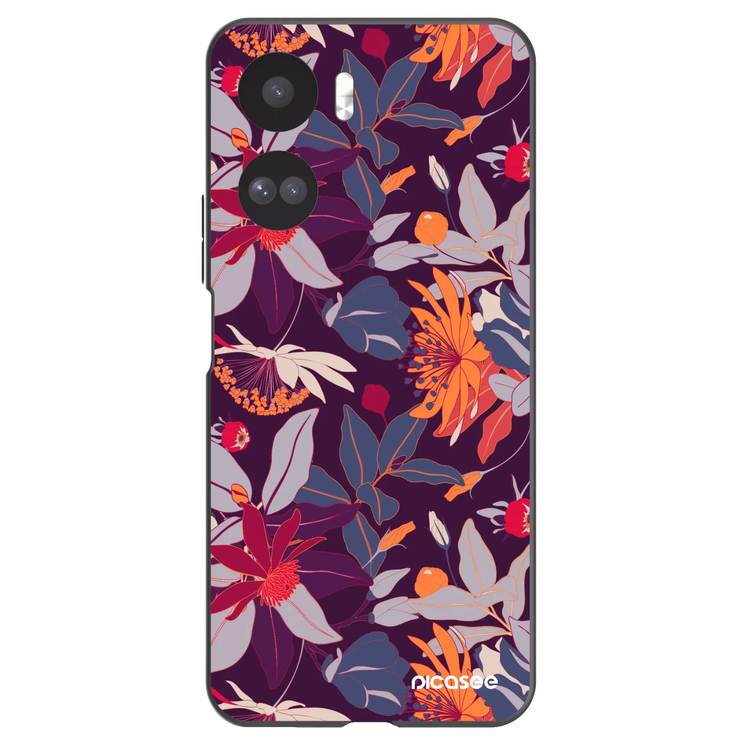 Picasee silikonowe czarne etui na Honor 90 Lite 5G - Purple Leaf