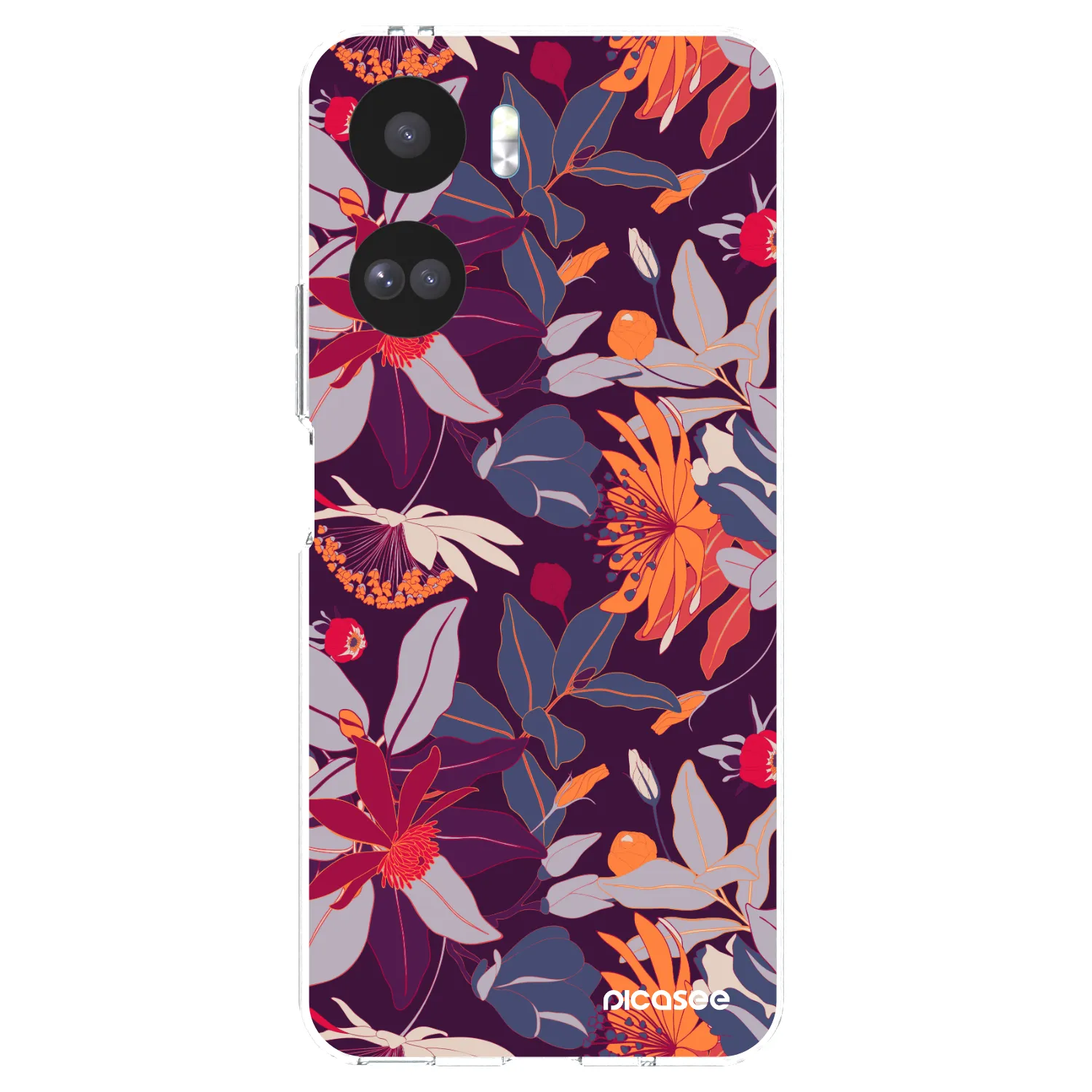 Picasee silikonowe przeźroczyste etui na Honor 90 Lite 5G - Purple Leaf