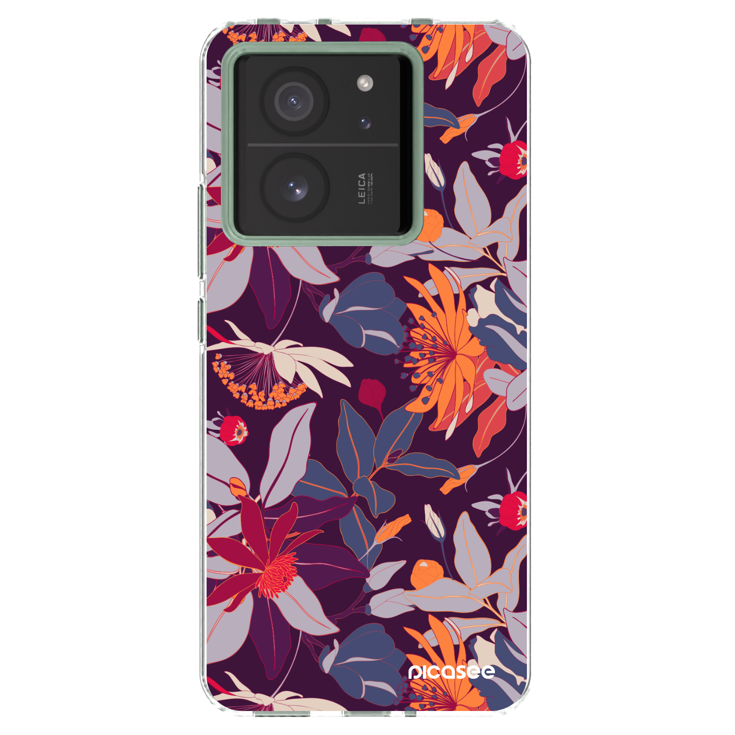 Picasee silikonowe przeźroczyste etui na Xiaomi 13T - Purple Leaf