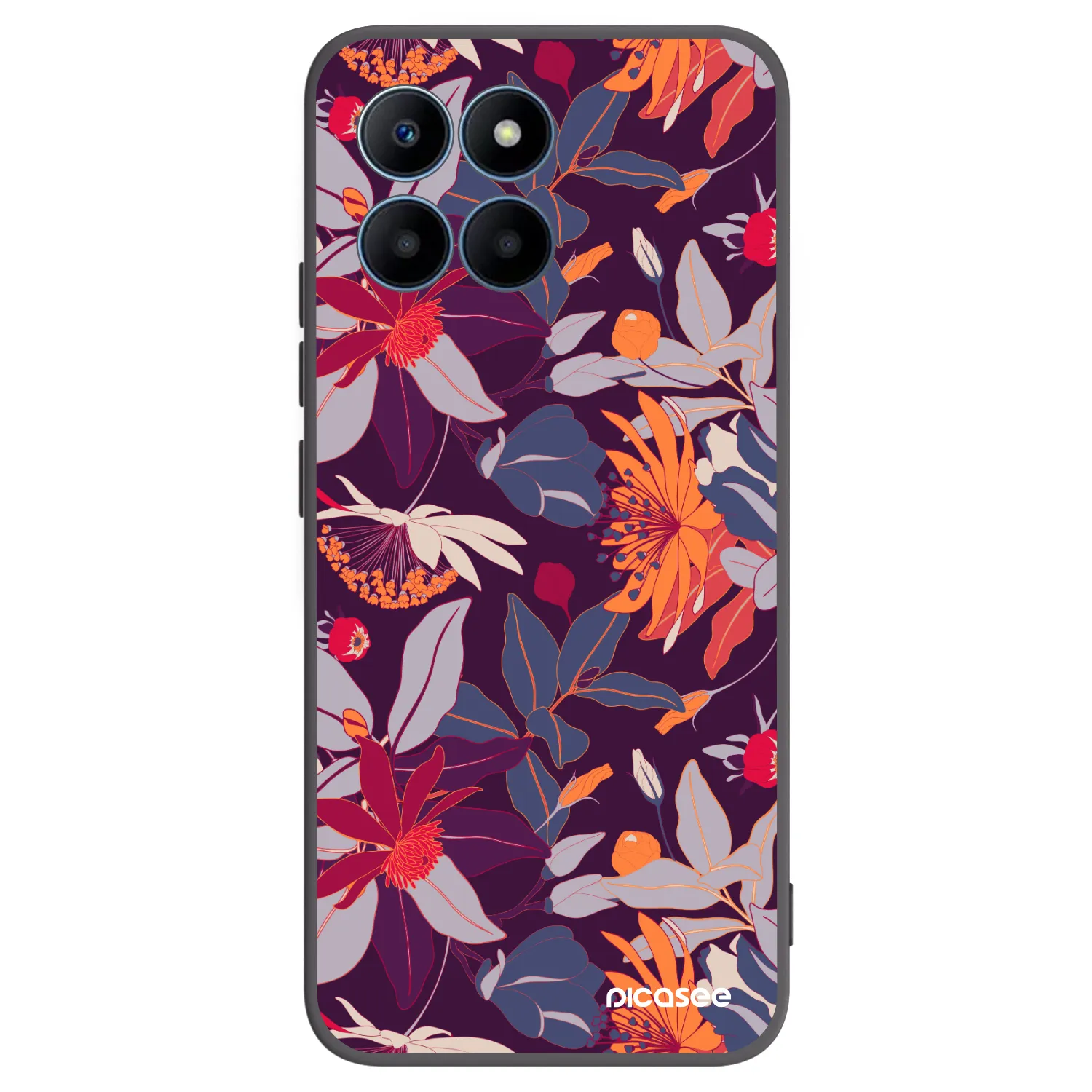 Picasee silikonowe czarne etui na Honor 70 Lite - Purple Leaf