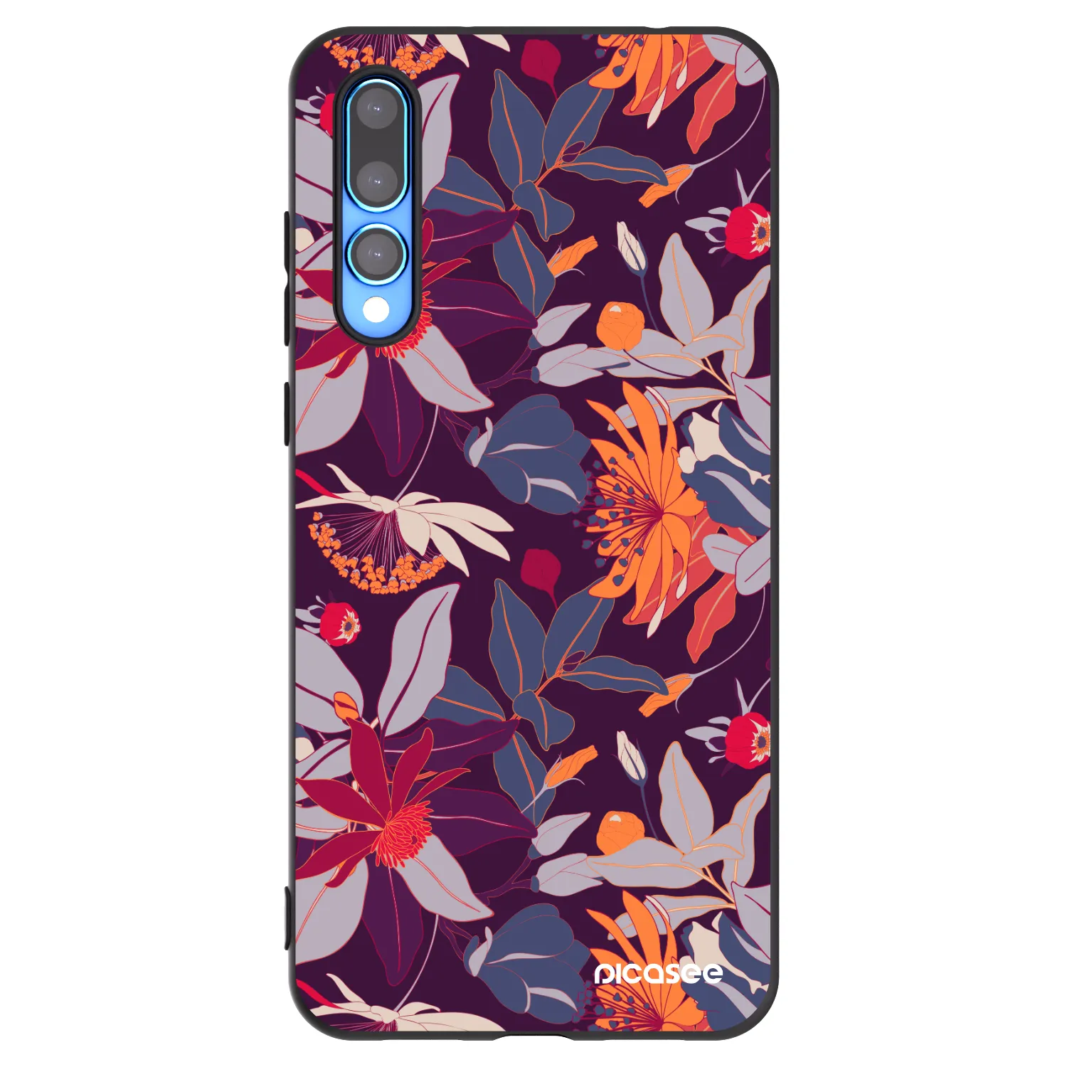 Picasee silikonowe czarne etui na Huawei P20 Pro - Purple Leaf