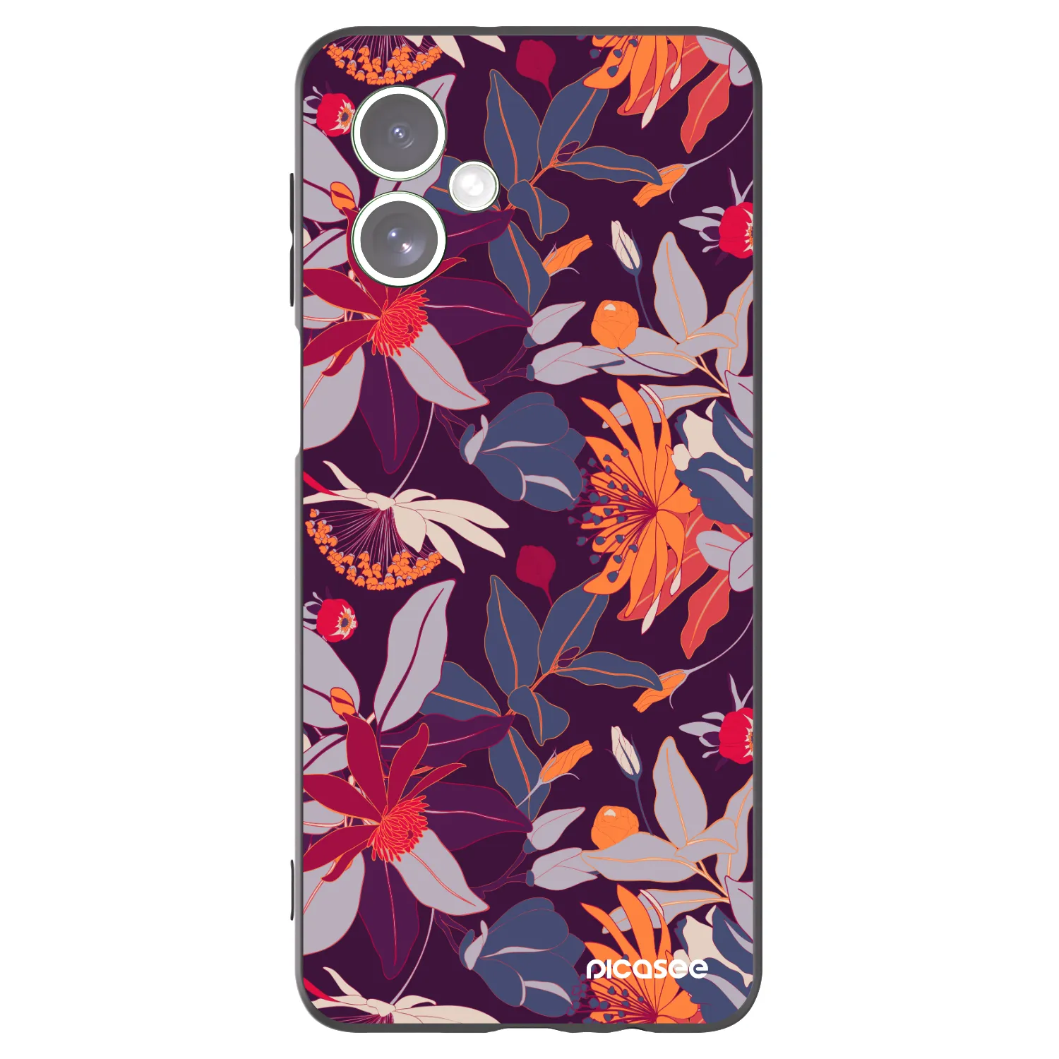 Picasee silikonowe czarne etui na Motorola Moto G54 5G - Purple Leaf