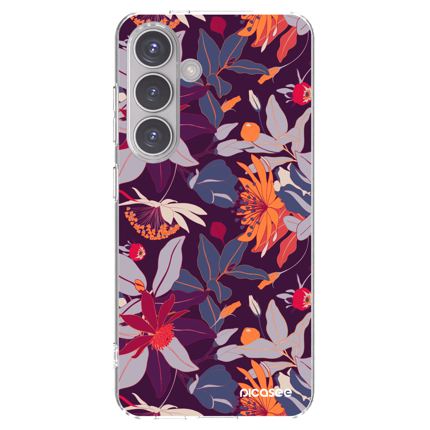 Picasee silikonowe przeźroczyste etui na Samsung Galaxy S24 S921B 5G - Purple Leaf