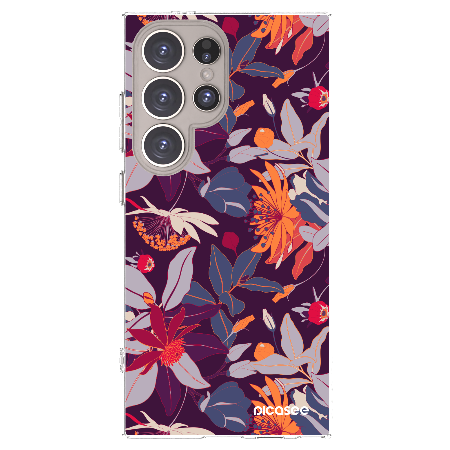 Picasee silikonowe przeźroczyste etui na Samsung Galaxy S24 Ultra S928B 5G - Purple Leaf