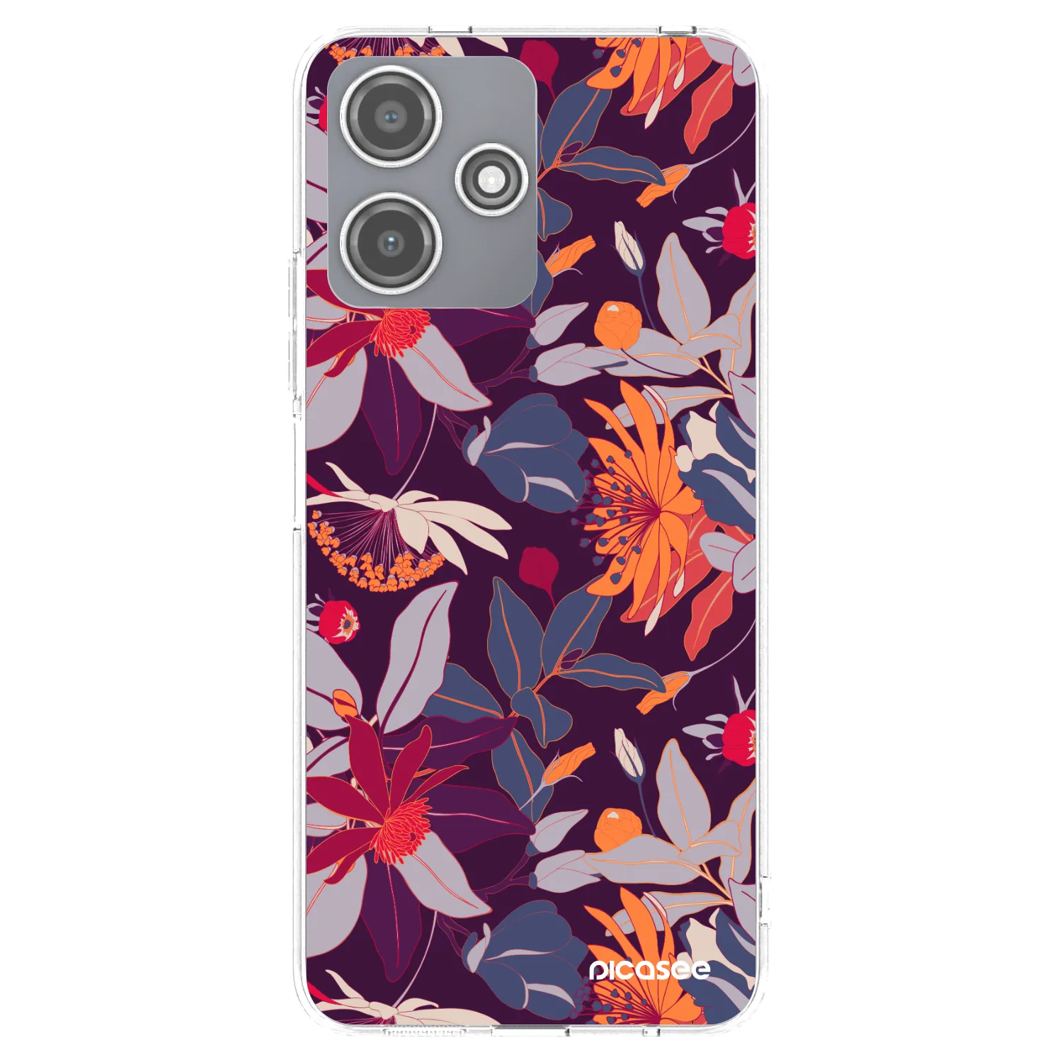 Picasee silikonowe przeźroczyste etui na Xiaomi Redmi 12 5G - Purple Leaf