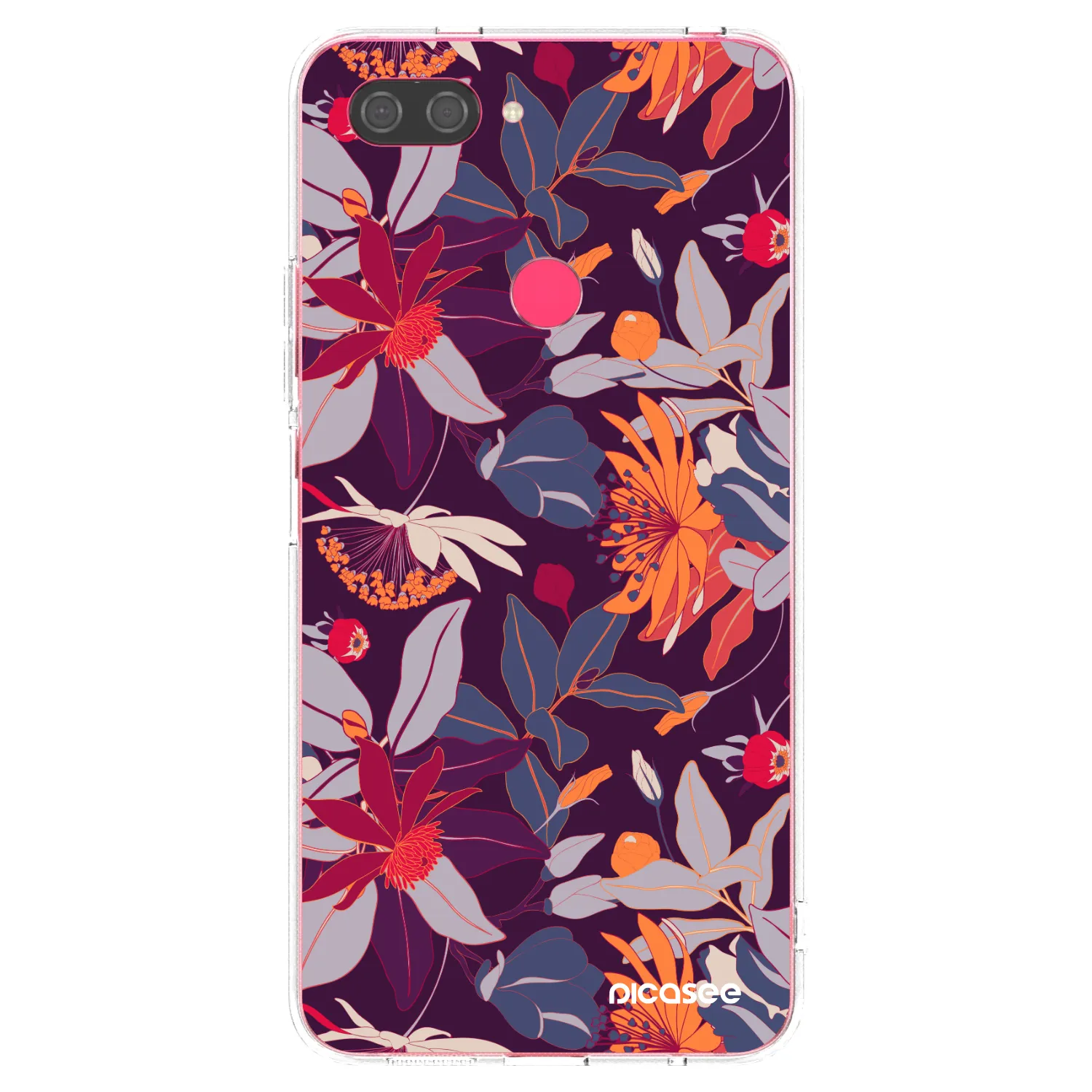 Picasee silikonowe przeźroczyste etui na Xiaomi Mi 8 Lite - Purple Leaf