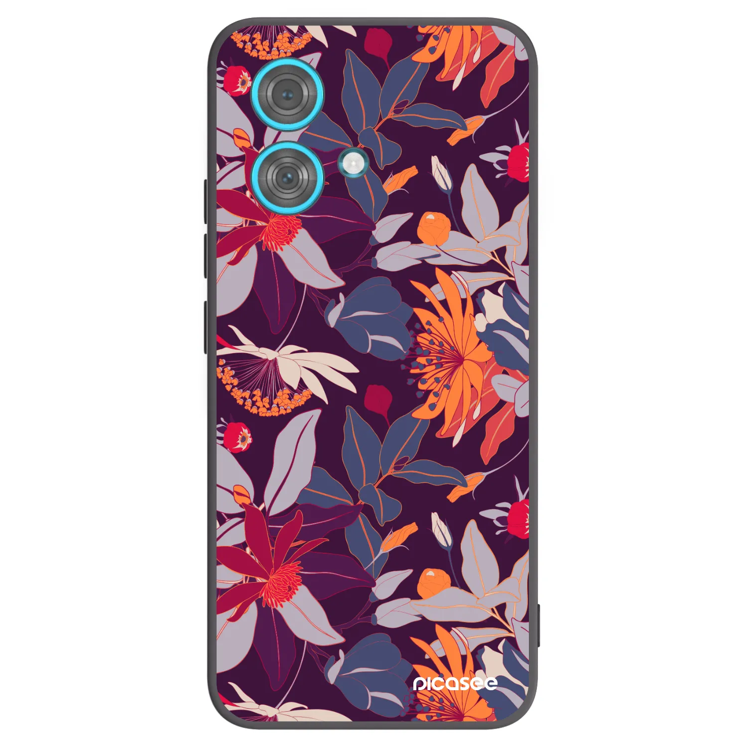 Picasee silikonowe czarne etui na Motorola Edge 40 Neo - Purple Leaf