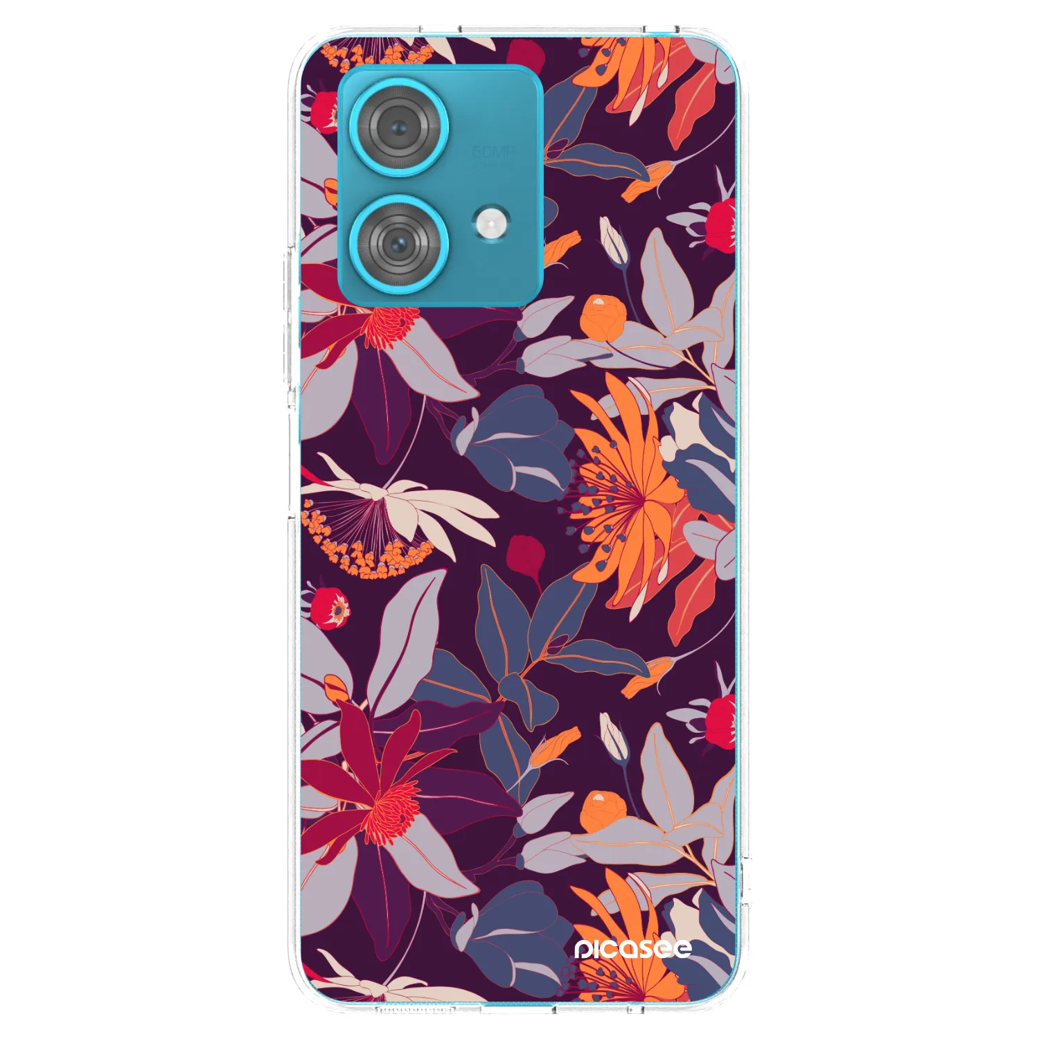 Picasee silikonowe przeźroczyste etui na Motorola Edge 40 Neo - Purple Leaf