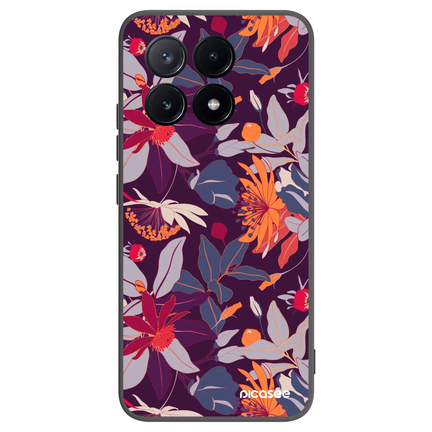 Picasee silikonowe czarne etui na Xiaomi Poco X6 Pro - Purple Leaf
