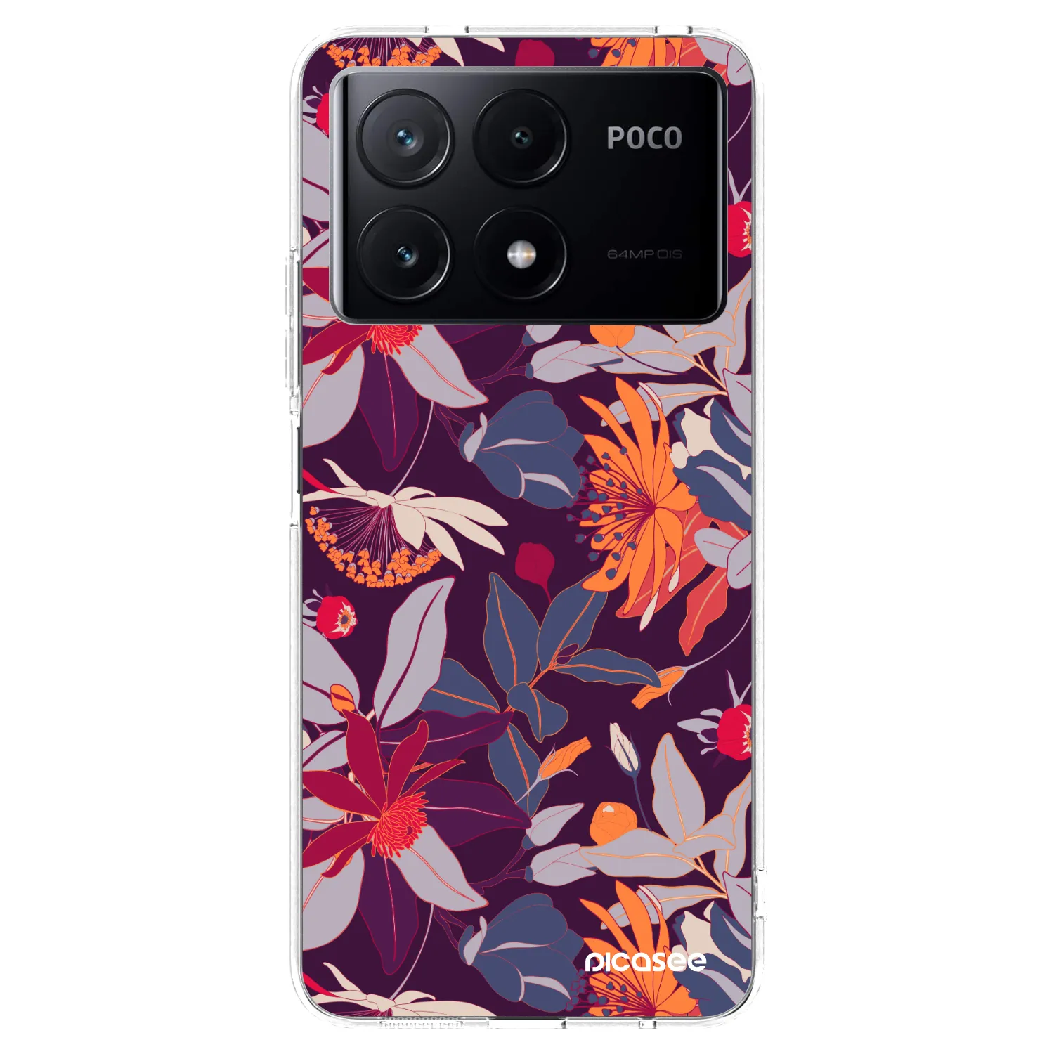 Picasee silikonowe przeźroczyste etui na Xiaomi Poco X6 Pro - Purple Leaf