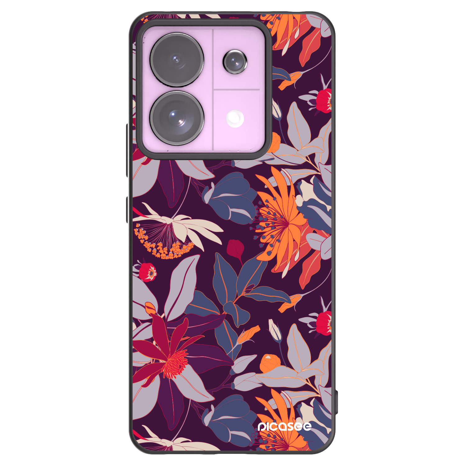 Picasee silikonowe czarne etui na Xiaomi Redmi Note 13 Pro 5G - Purple Leaf