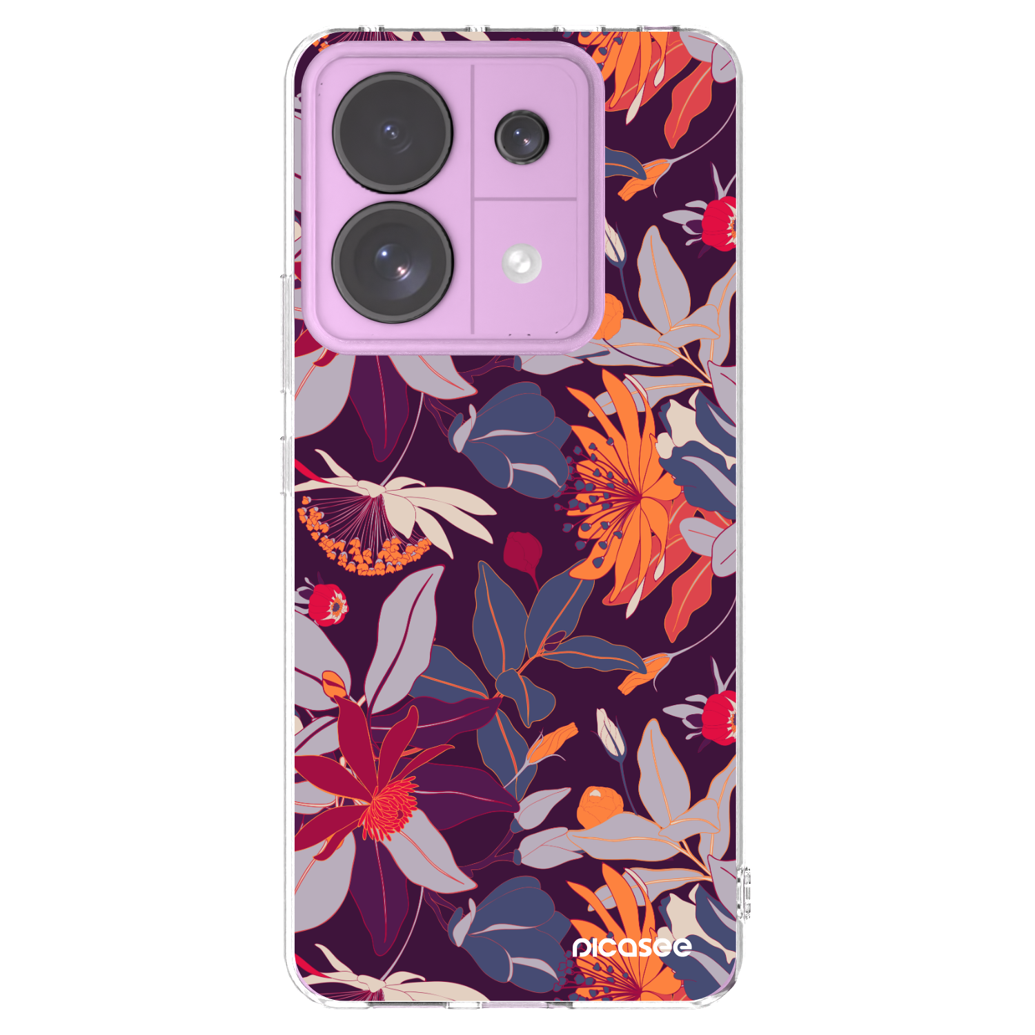 Picasee silikonowe przeźroczyste etui na Xiaomi Redmi Note 13 Pro 5G - Purple Leaf