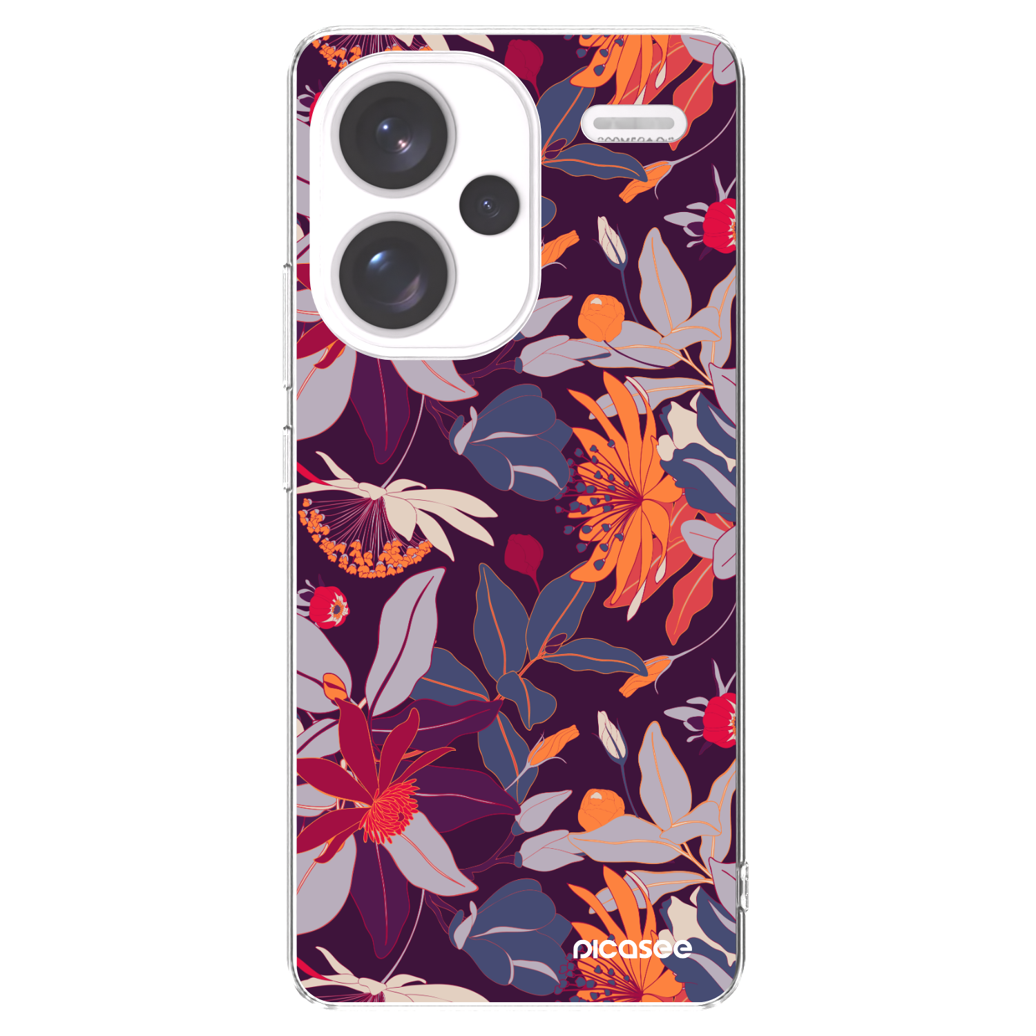 Picasee silikonowe przeźroczyste etui na Xiaomi Redmi Note 13 Pro+ 5G - Purple Leaf