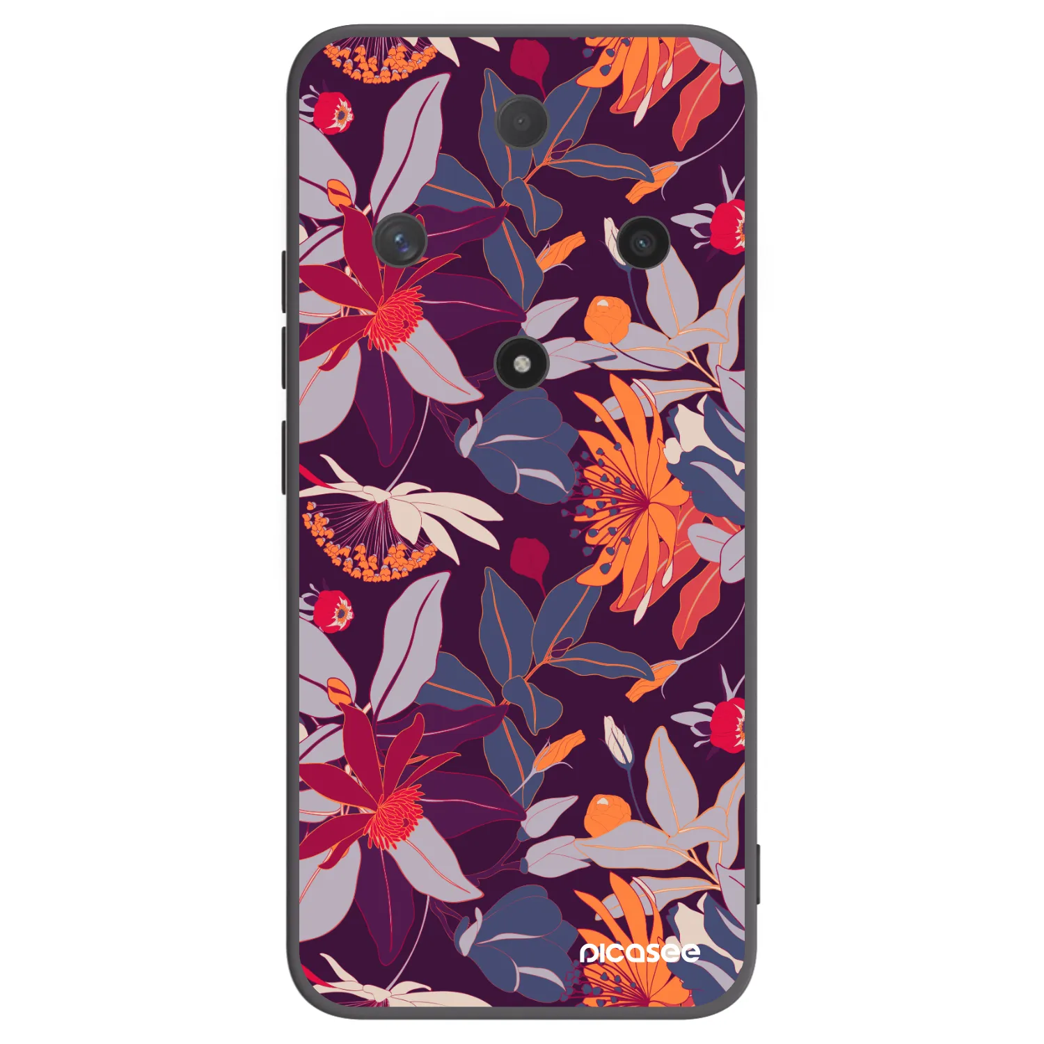 Picasee silikonowe czarne etui na Honor Magic6 Lite 5G - Purple Leaf