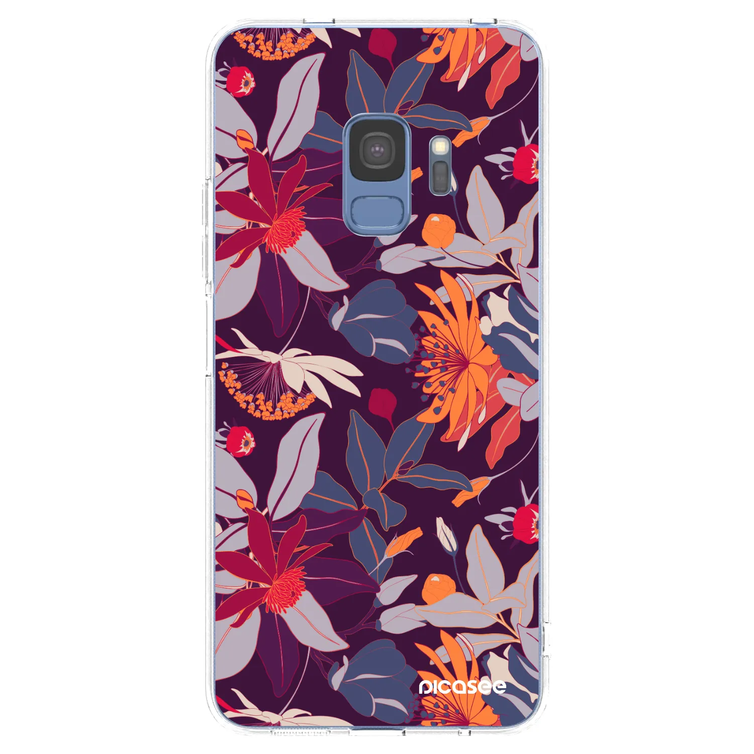Picasee silikonowe przeźroczyste etui na Samsung Galaxy S9 G960F - Purple Leaf