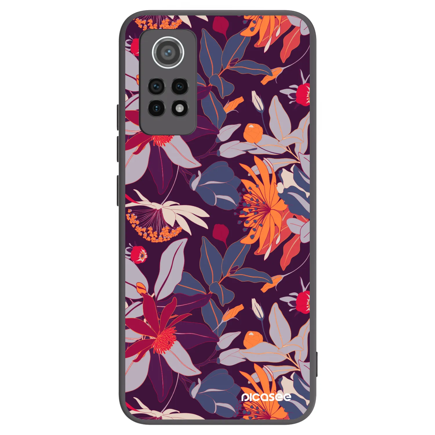 Picasee silikonowe czarne etui na Xiaomi Redmi Note 12 Pro 4G - Purple Leaf