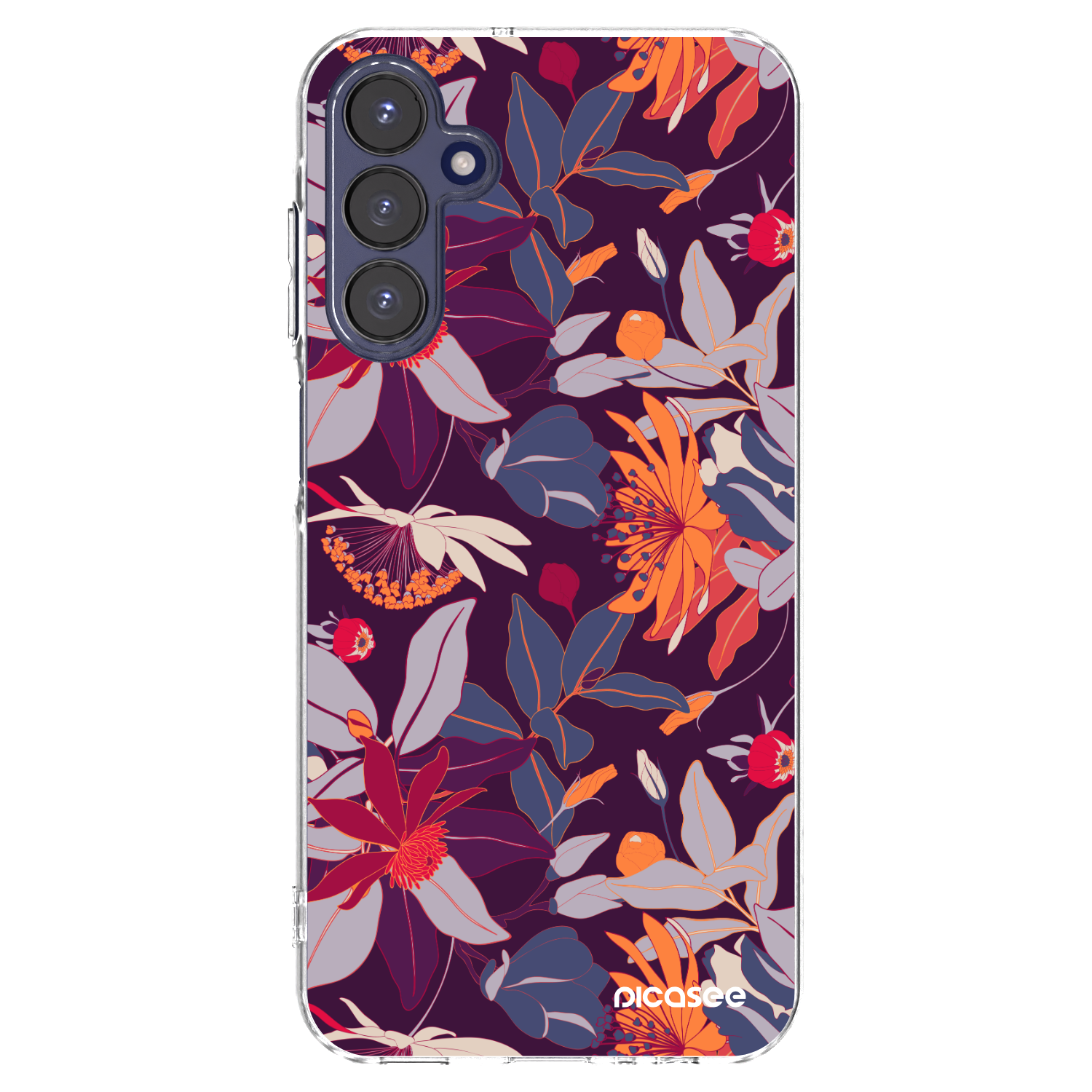 Picasee silikonowe przeźroczyste etui na Samsung Galaxy A15 A155F 4G - Purple Leaf