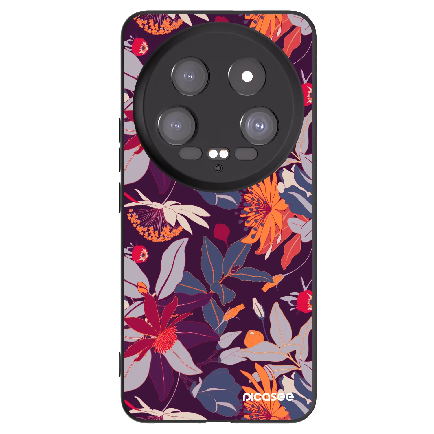 Picasee silikonowe czarne etui na Xiaomi 14 Ultra - Purple Leaf
