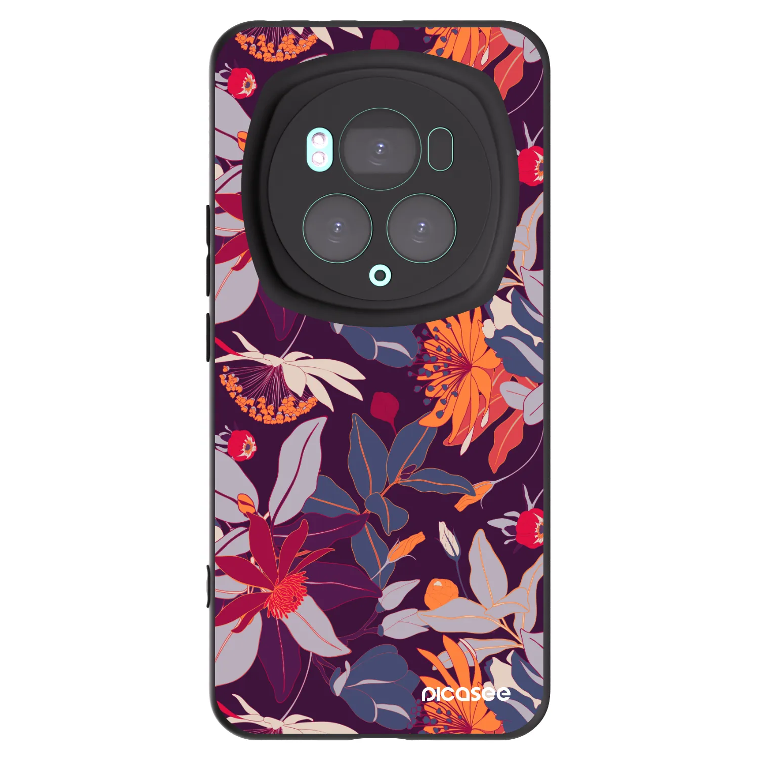 Picasee silikonowe czarne etui na Honor Magic6 Pro - Purple Leaf
