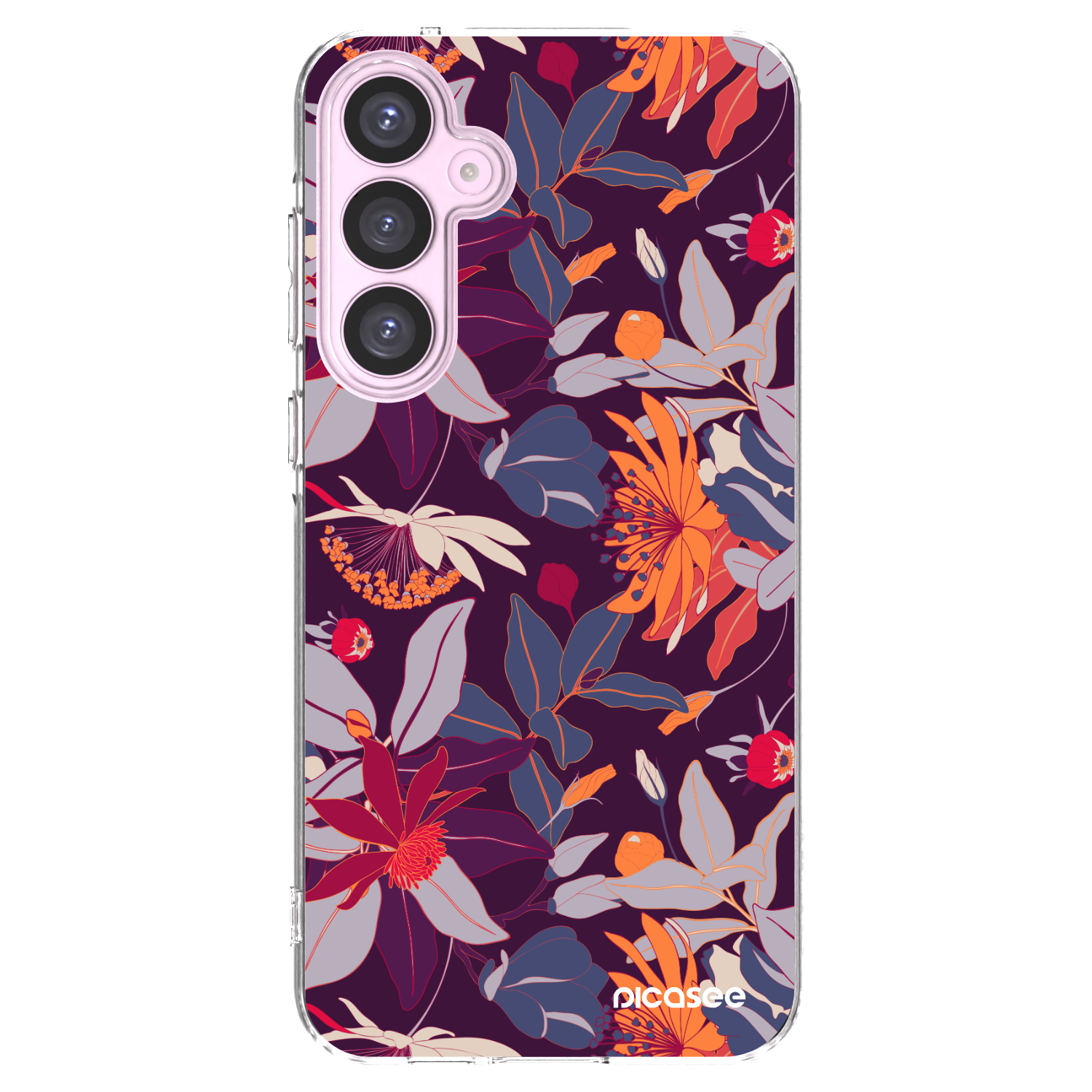 Picasee silikonowe przeźroczyste etui na Samsung Galaxy A55 5G A556B - Purple Leaf